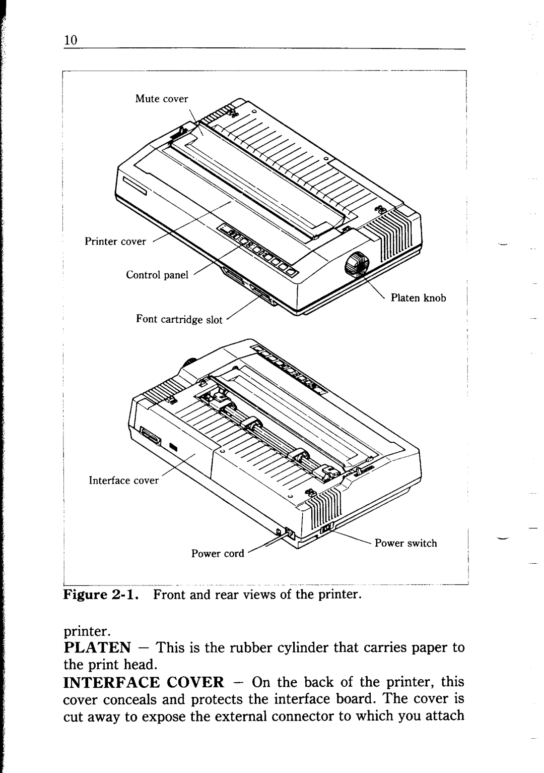 Star Micronics NB24-10/15 user manual Front and rear views.of the printer Printer 