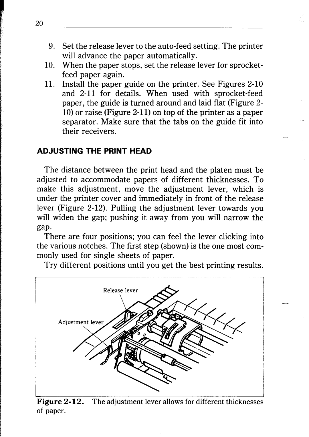 Star Micronics NB24-10/15 user manual Paper, The adjustment lever allows for different thicknesses 