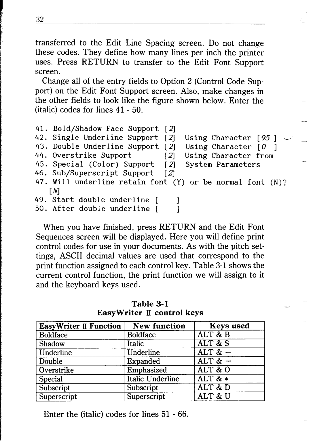 Star Micronics NB24-10/15 user manual Single Underline Support Zj Using Character, Enter the italic codes for lines 51 