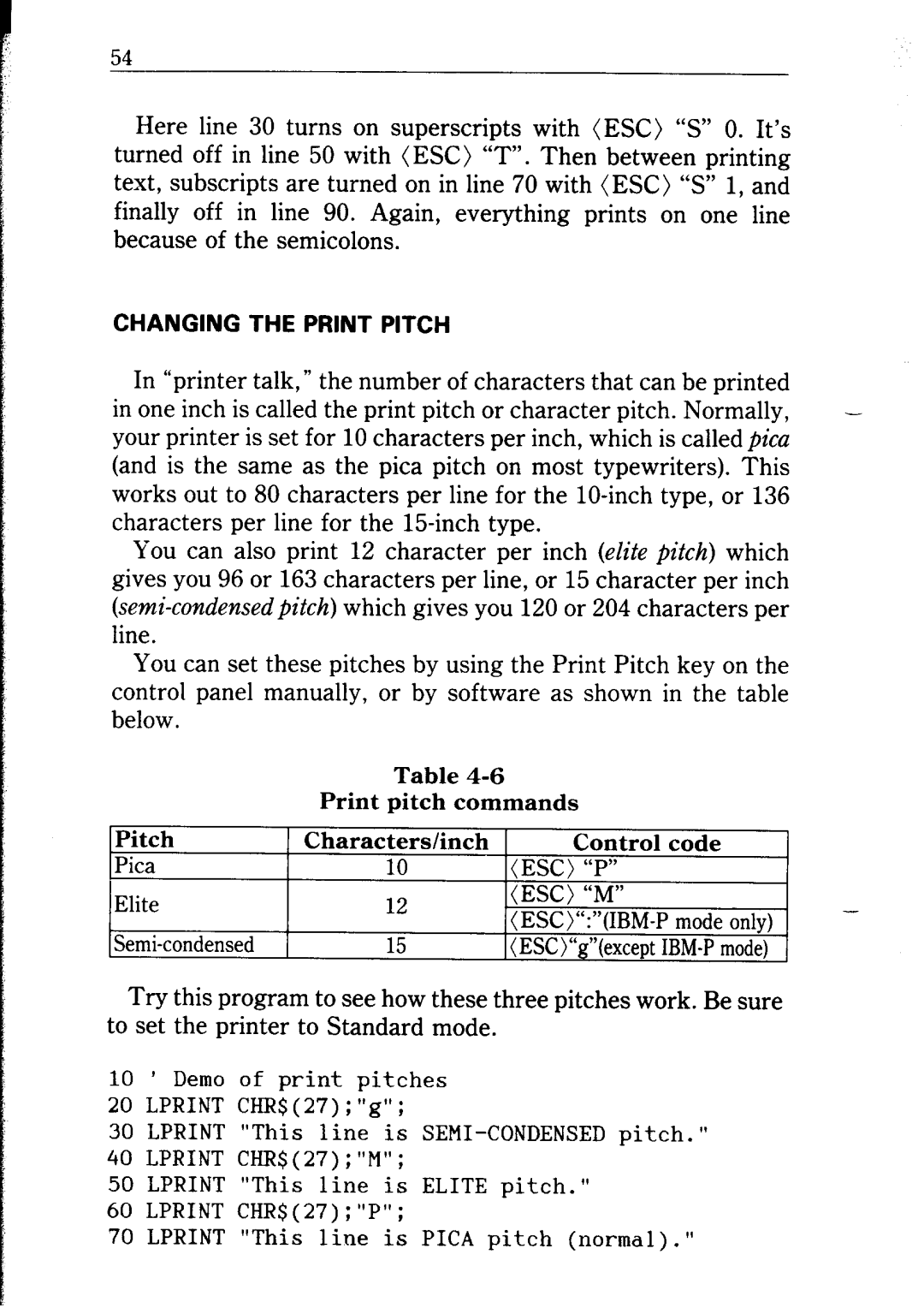 Star Micronics NB24-10/15 user manual Changing the Print Pitch 