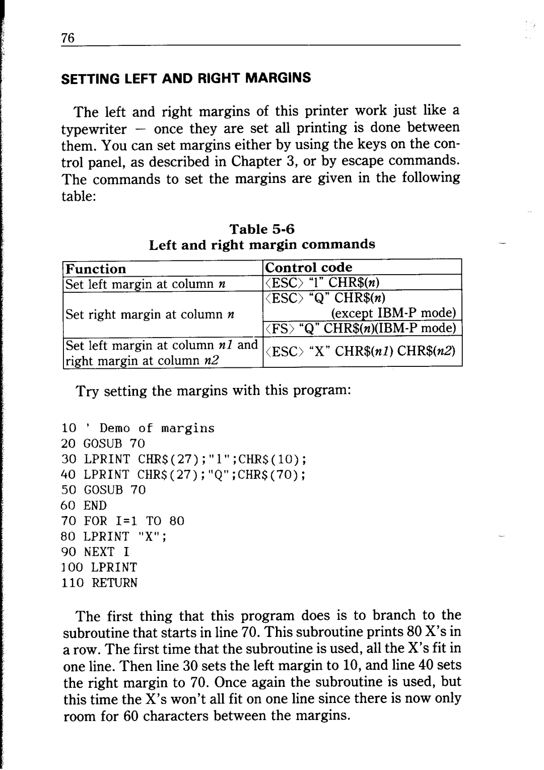 Star Micronics NB24-10/15 user manual Try setting the margins with this program 