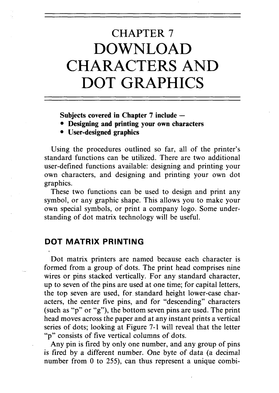 Star Micronics ND-10/15 user manual Download Characters and DOT Graphics, DOT Matrix Printing 