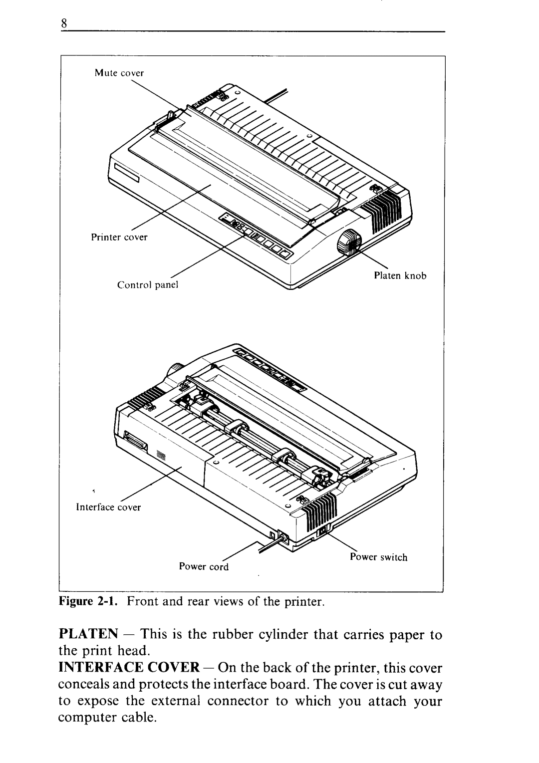 Star Micronics ND-10/15 user manual Front and rear views of the printer 