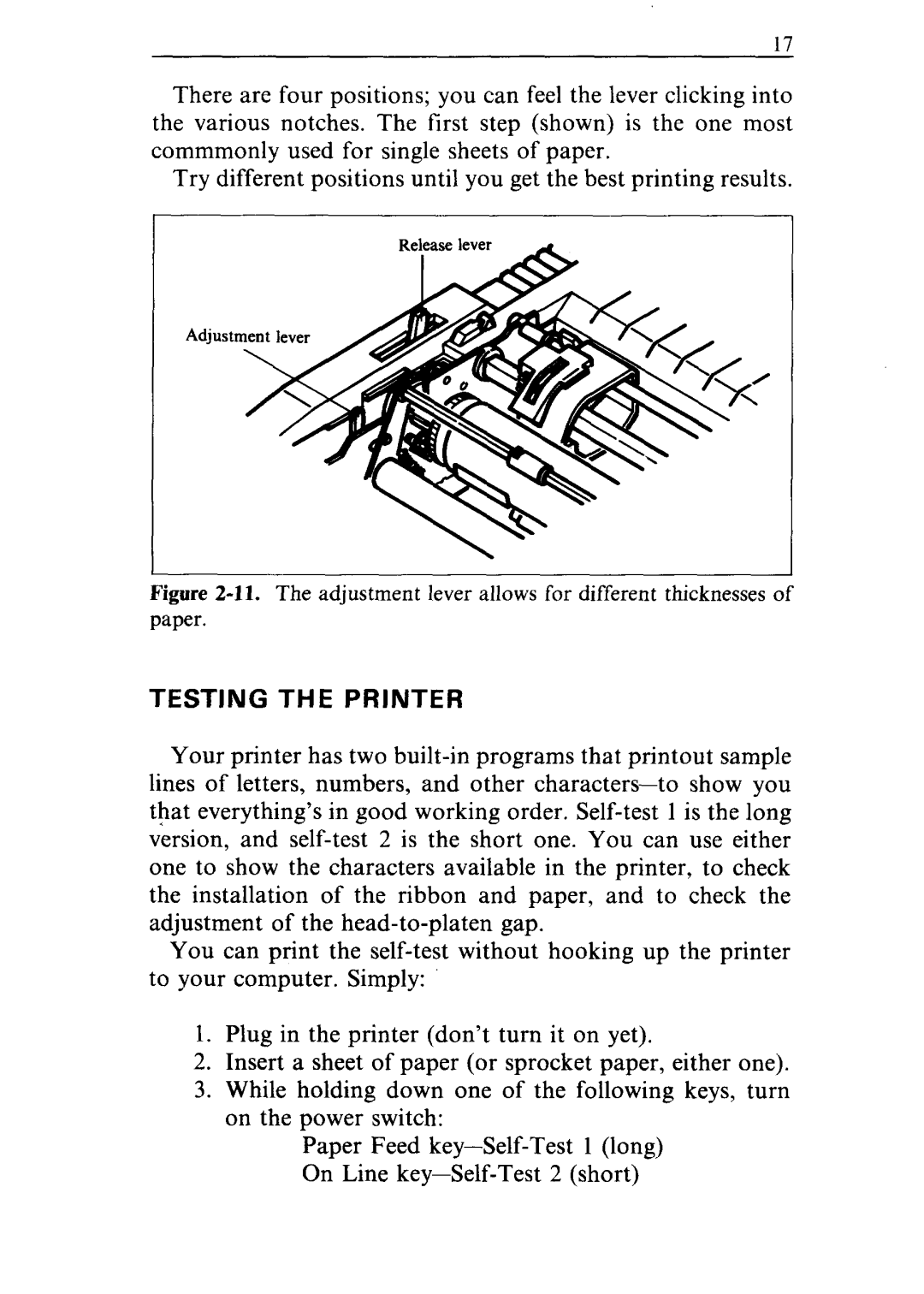 Star Micronics ND-10/15 user manual Testing the Printer 