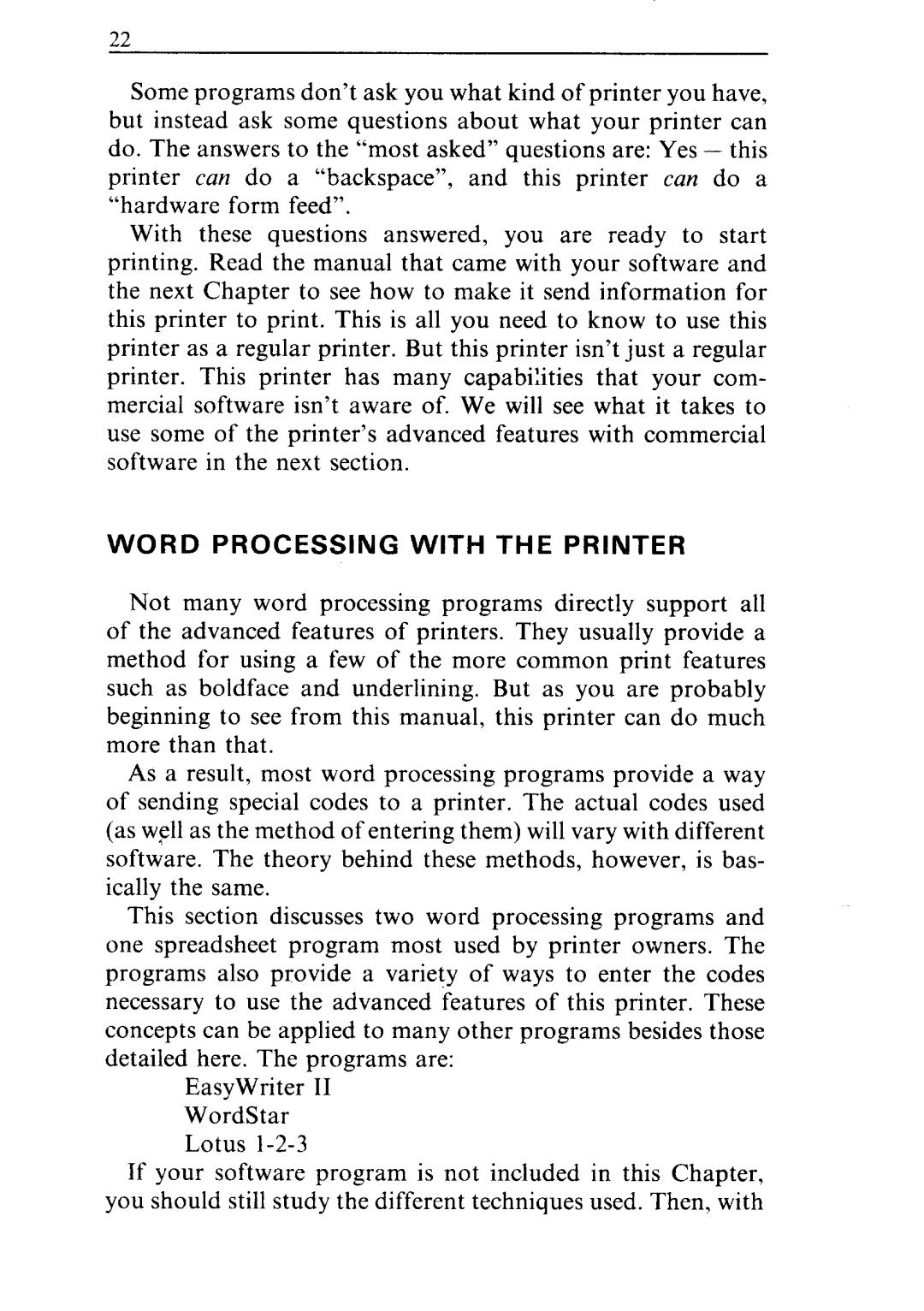 Star Micronics ND-10/15 user manual Word Processing with the Printer 