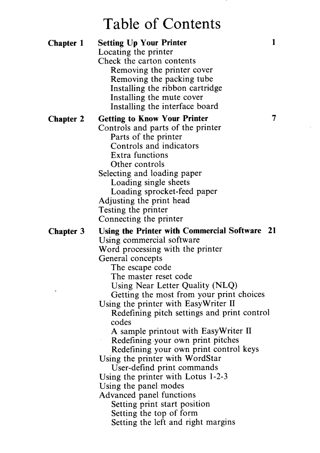 Star Micronics ND-10/15 user manual Table of Contents 