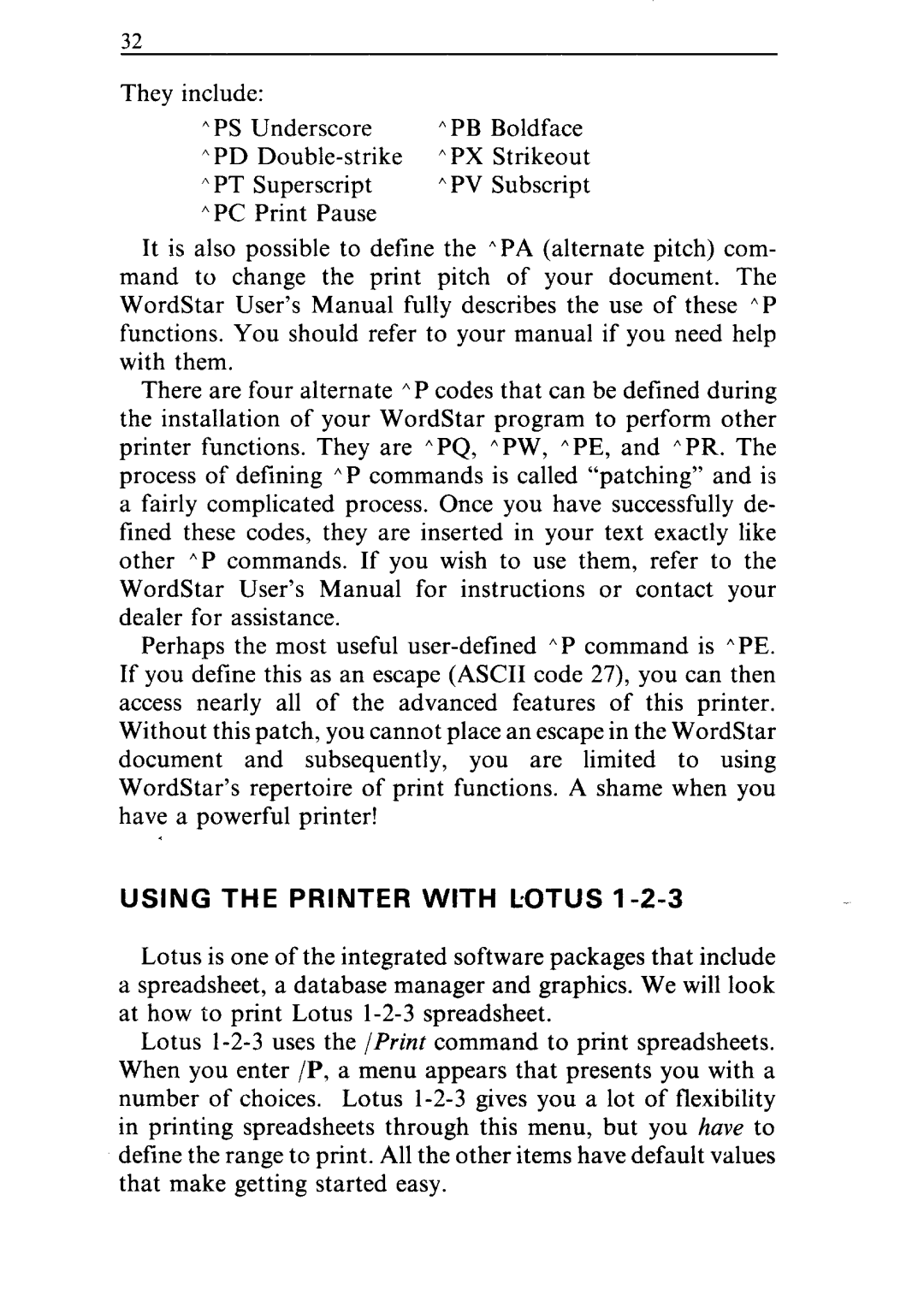 Star Micronics ND-10/15 user manual Using the Printer with Lotus l-2-3 