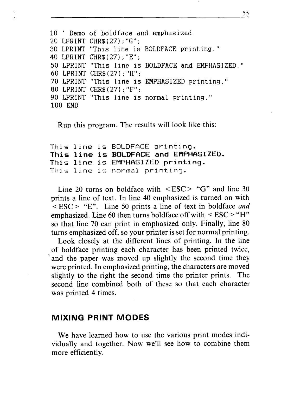 Star Micronics ND-10/15 user manual This line is Foldface printing, Mixing Print Modes 