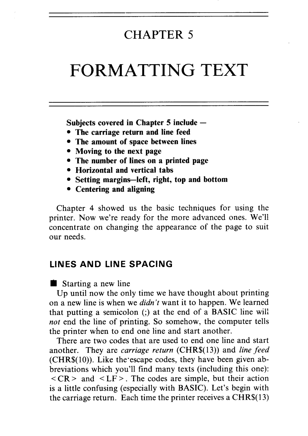 Star Micronics ND-10/15 user manual Formatting Text, Lines and Line Spacing 