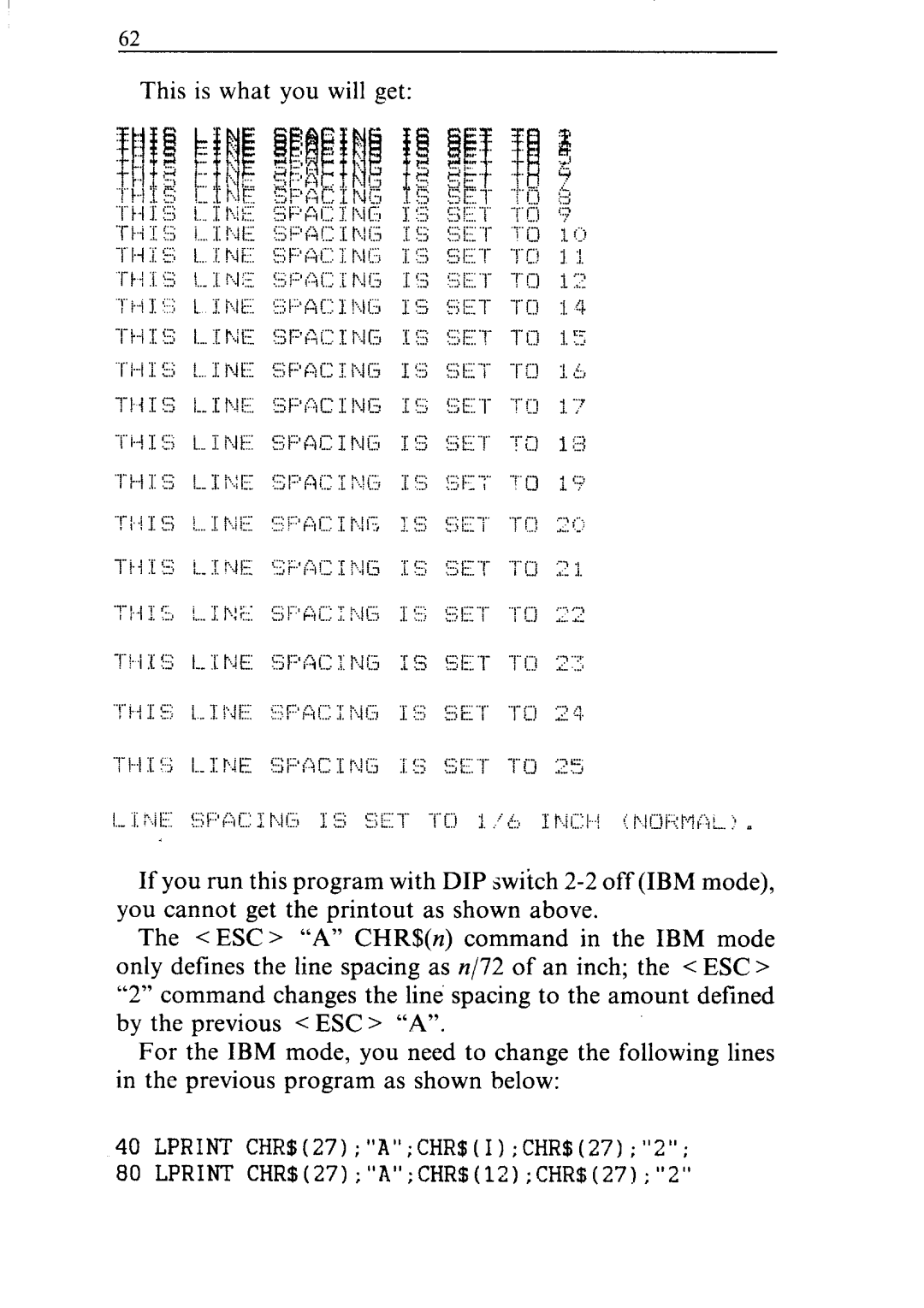 Star Micronics ND-10/15 user manual Lprint CHR$27ACHR$ICHR$272 80 Lprint CHR$27ACHR$12CHR$272 