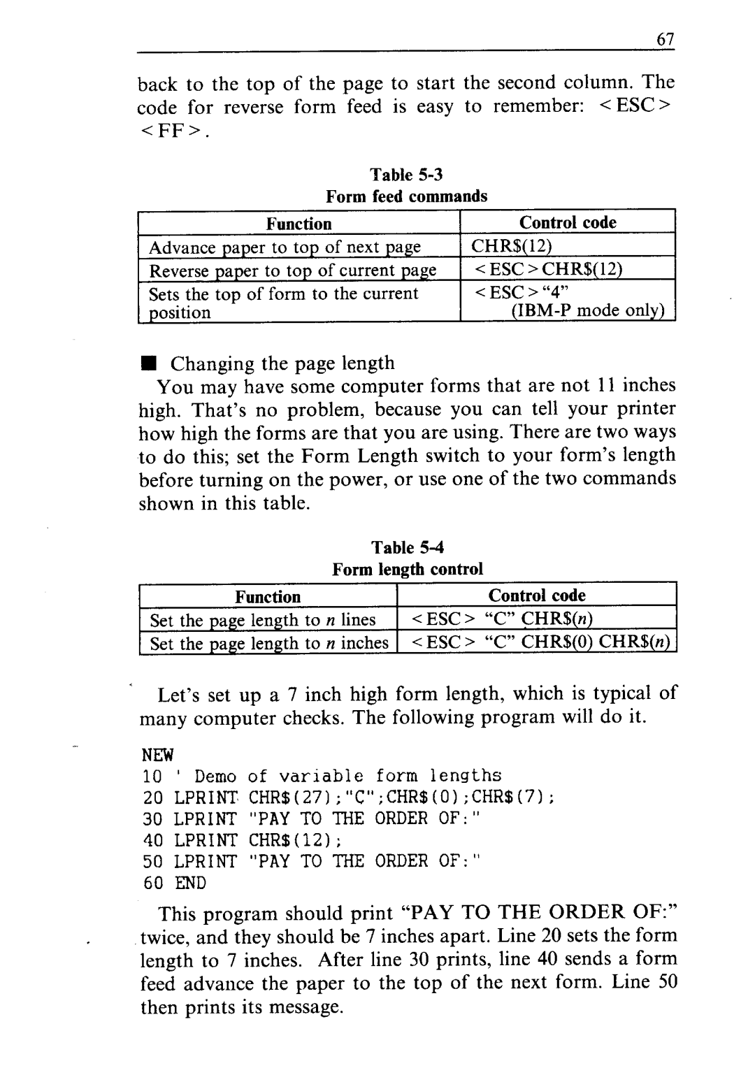 Star Micronics ND-10/15 user manual Lprint PAY to the Order 