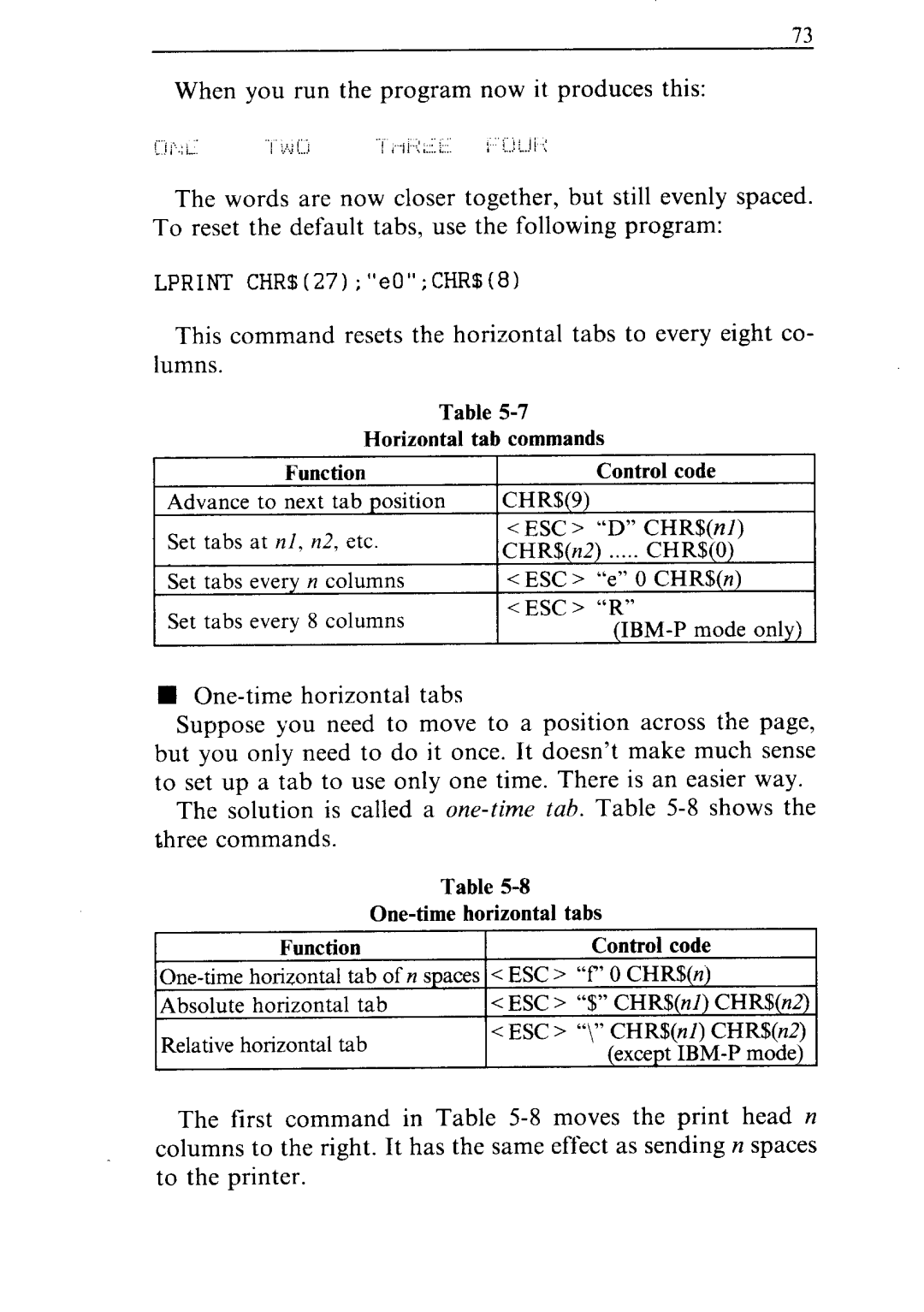 Star Micronics ND-10/15 user manual LPRINTCHR$27eOCHR$O 