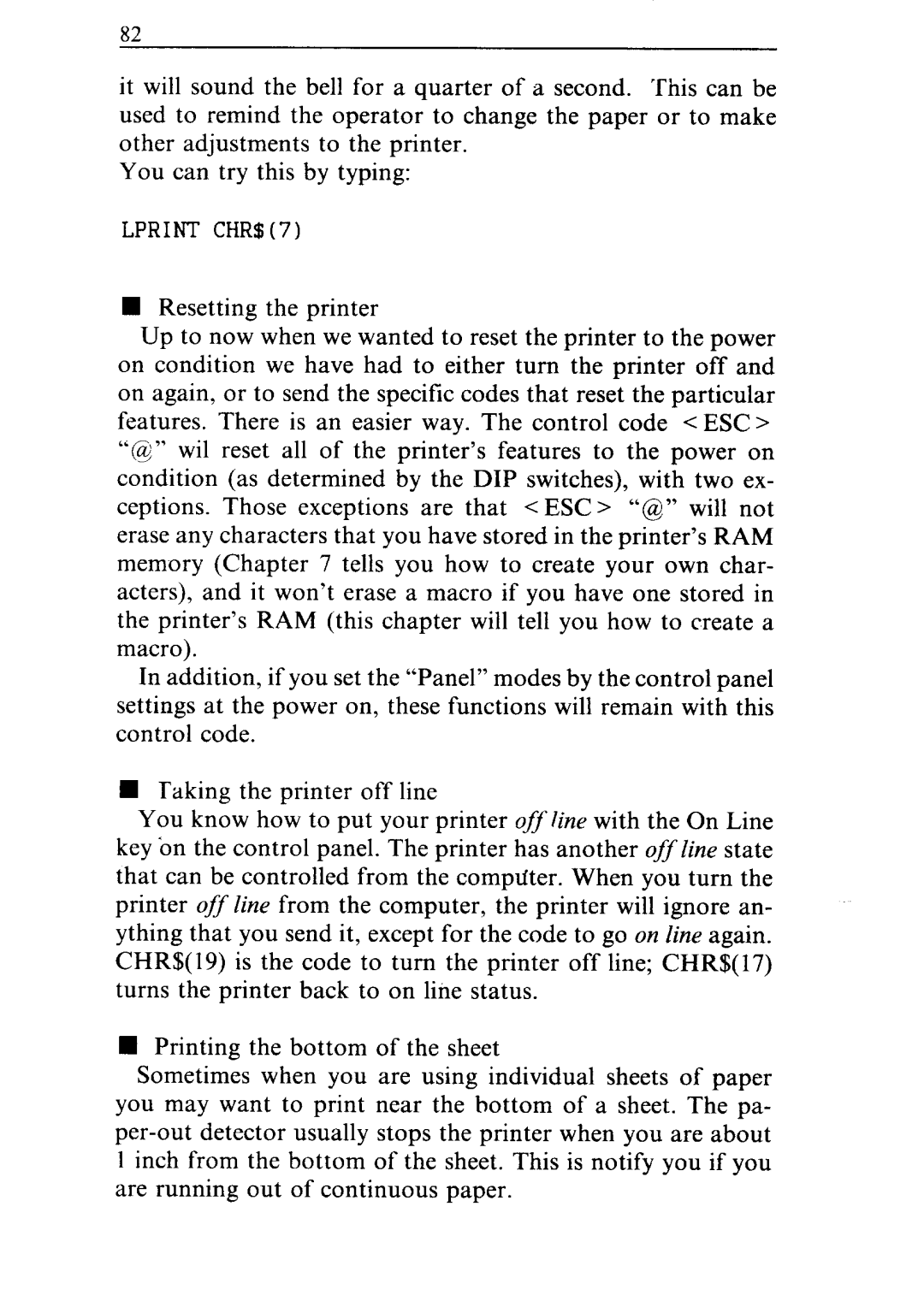 Star Micronics ND-10/15 user manual Lprint CHR$7 