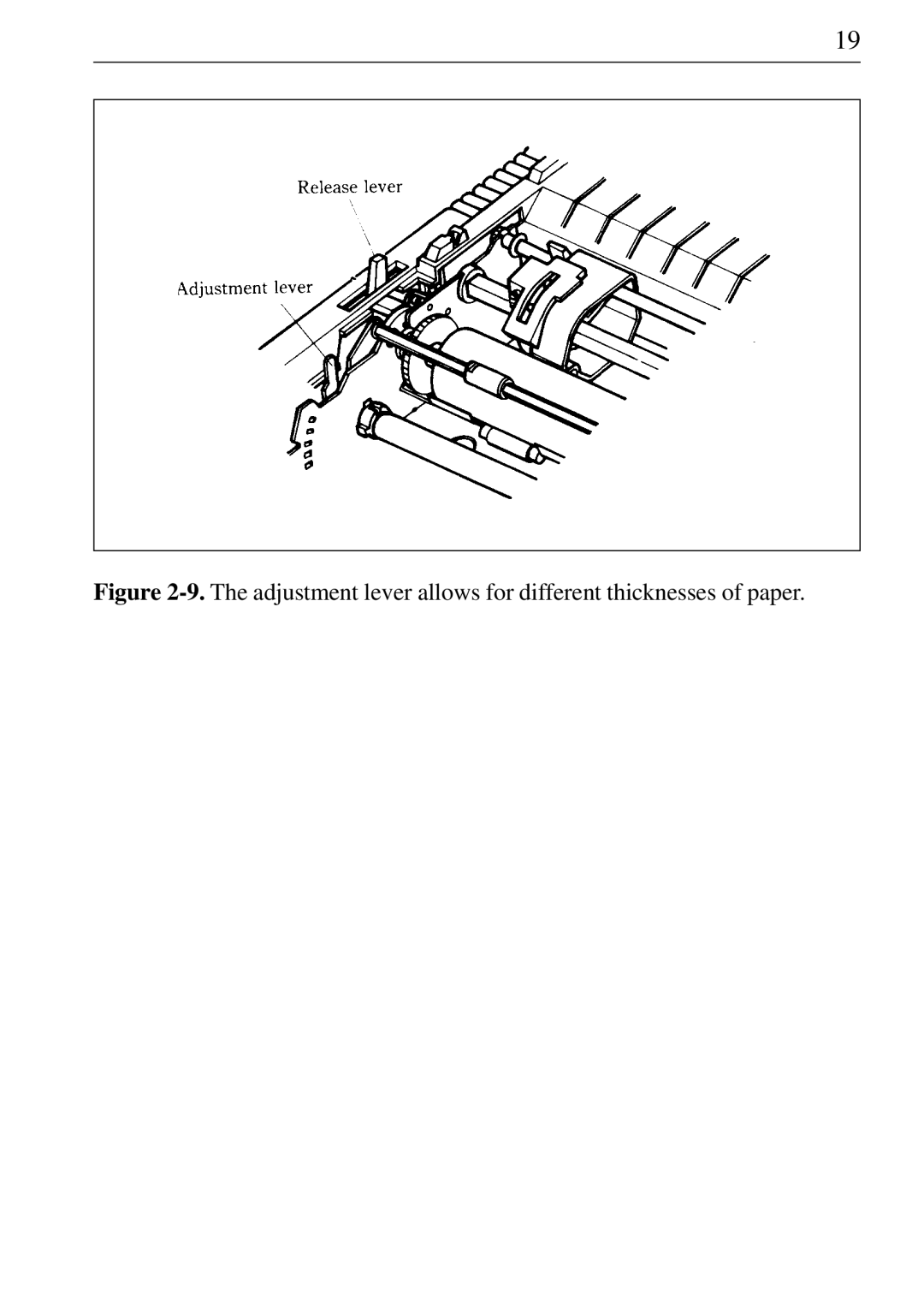 Star Micronics NL-10 user manual Adjustment lever allows for different thicknesses of paper 