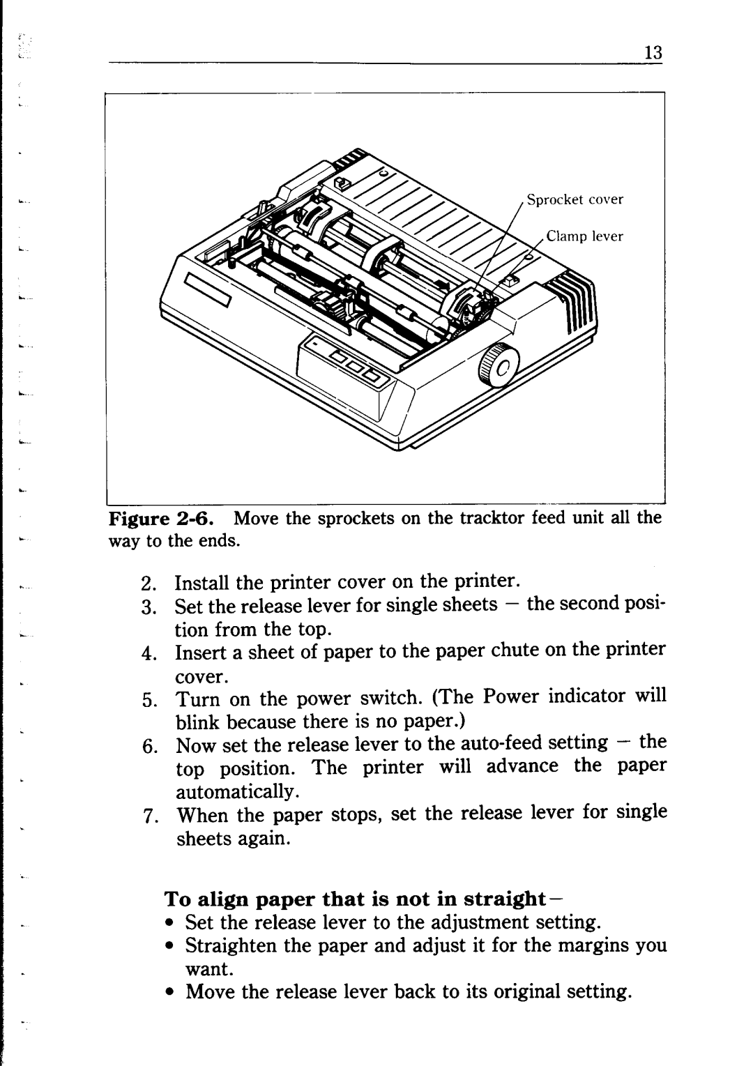 Star Micronics NP-IO manual To align paper that is not in straight 