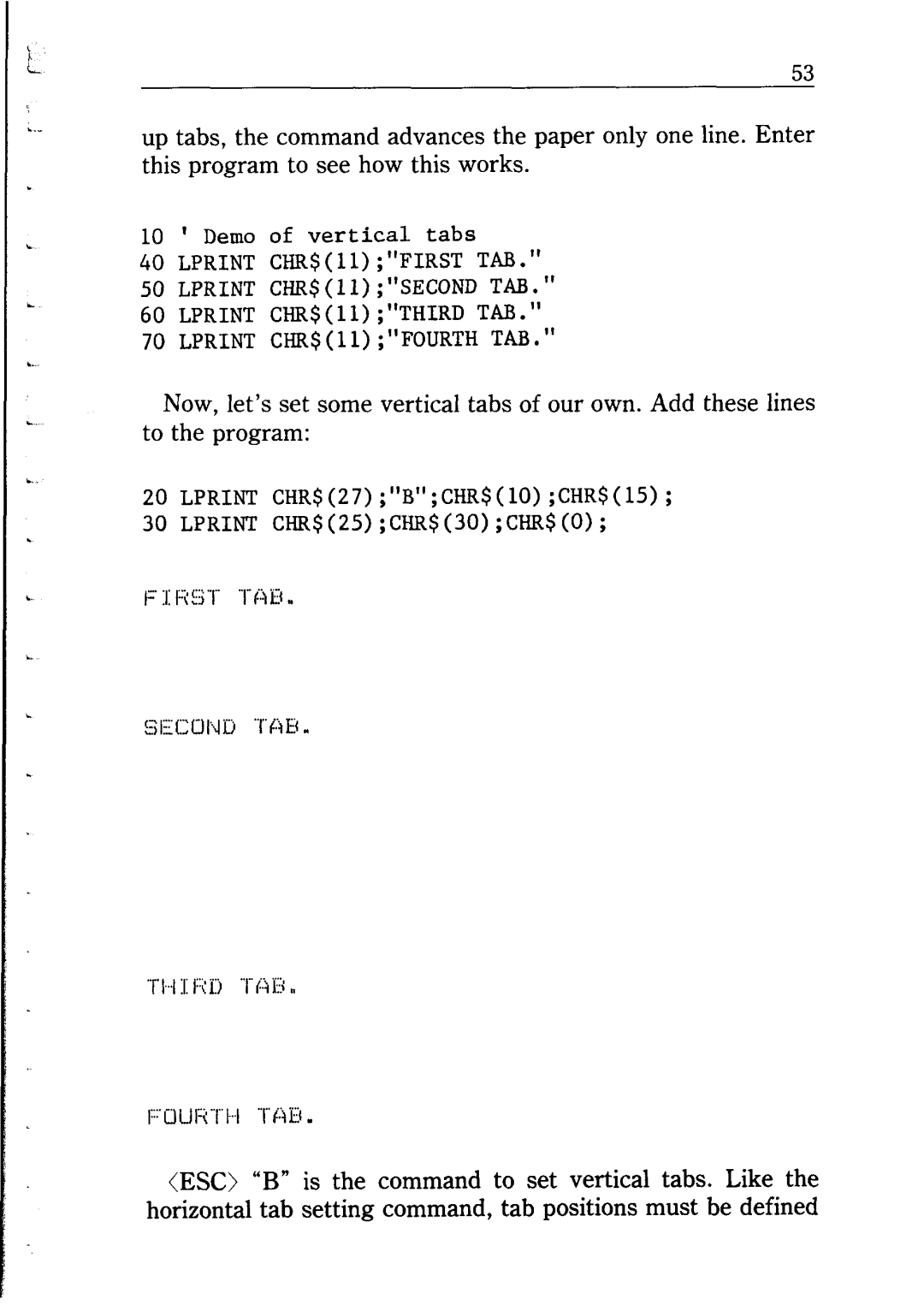 Star Micronics NP-IO manual Lprint CHR$27BCHR$lOCHR$l5 Lprint CHR$25CHR$30CHR$o 