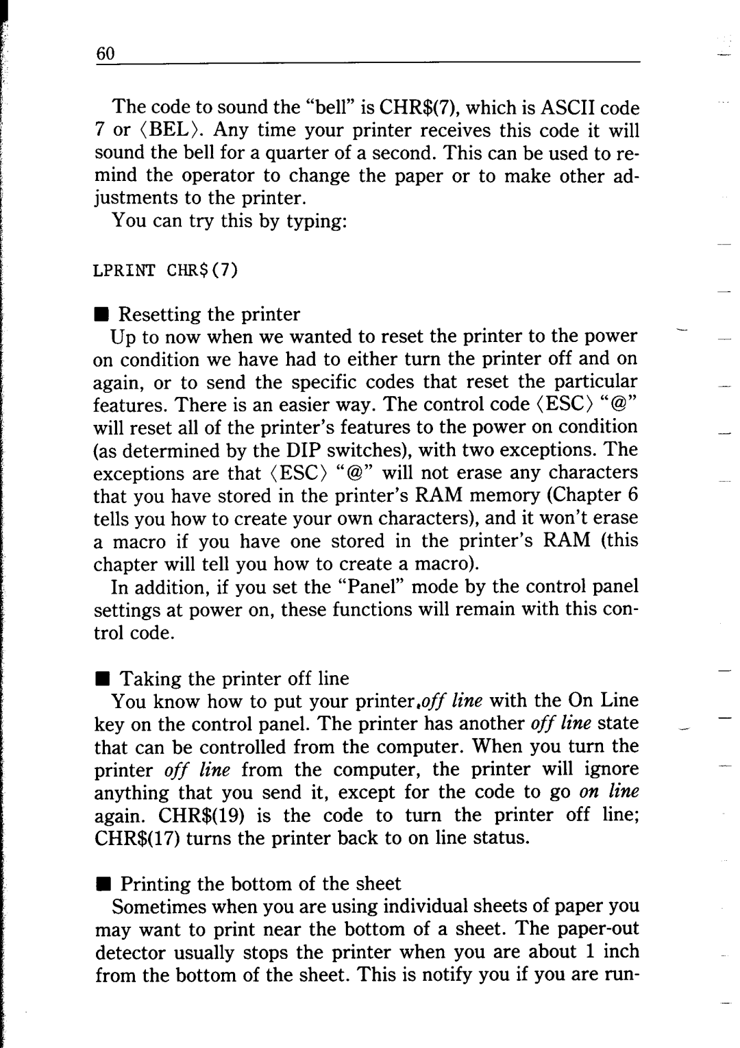 Star Micronics NP-IO manual Lprint CHR$7 