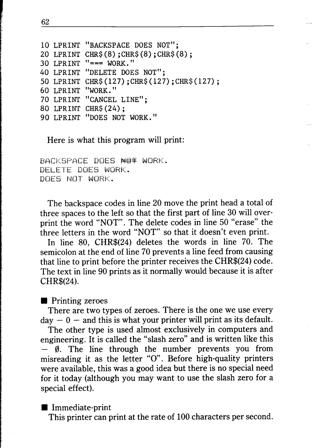 Star Micronics NP-IO manual Lprint Backspace does not 