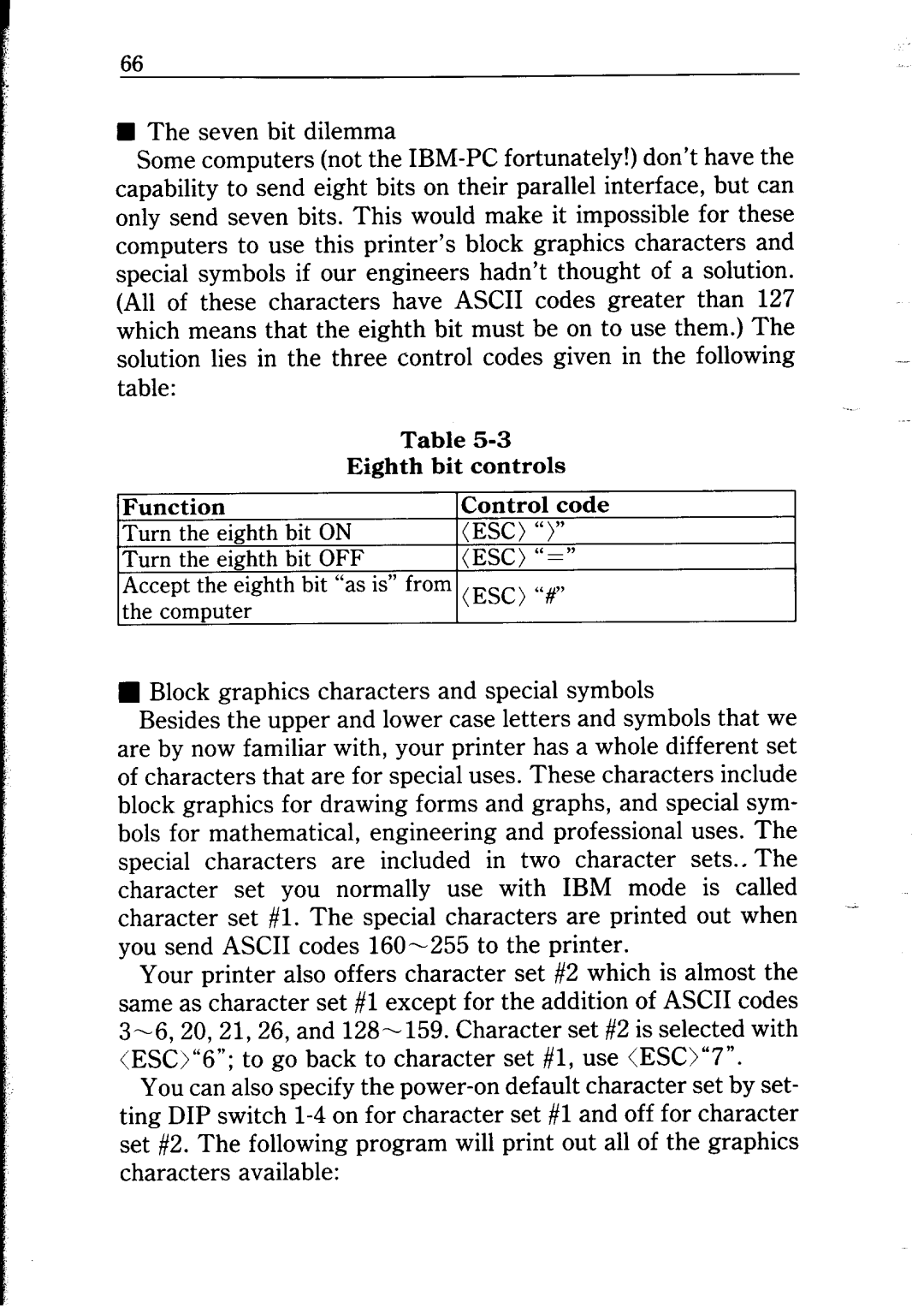 Star Micronics NP-IO manual Eighth bit controls 