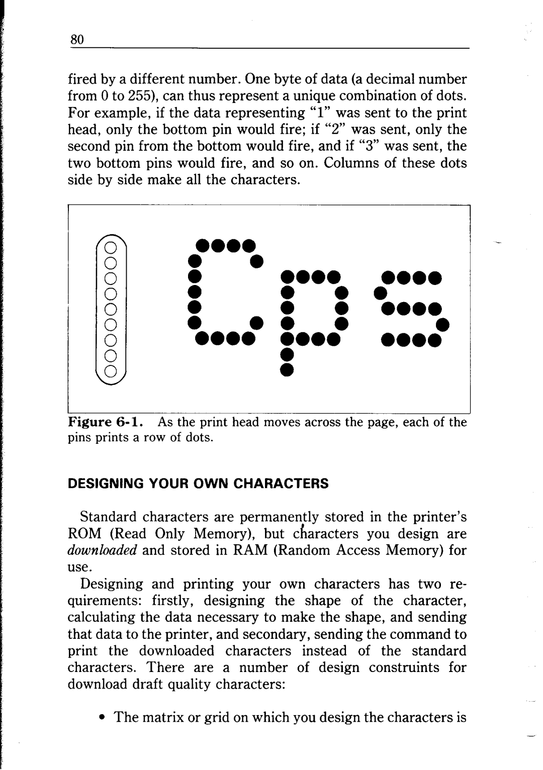 Star Micronics NP-IO manual Pins prints a row of dots 