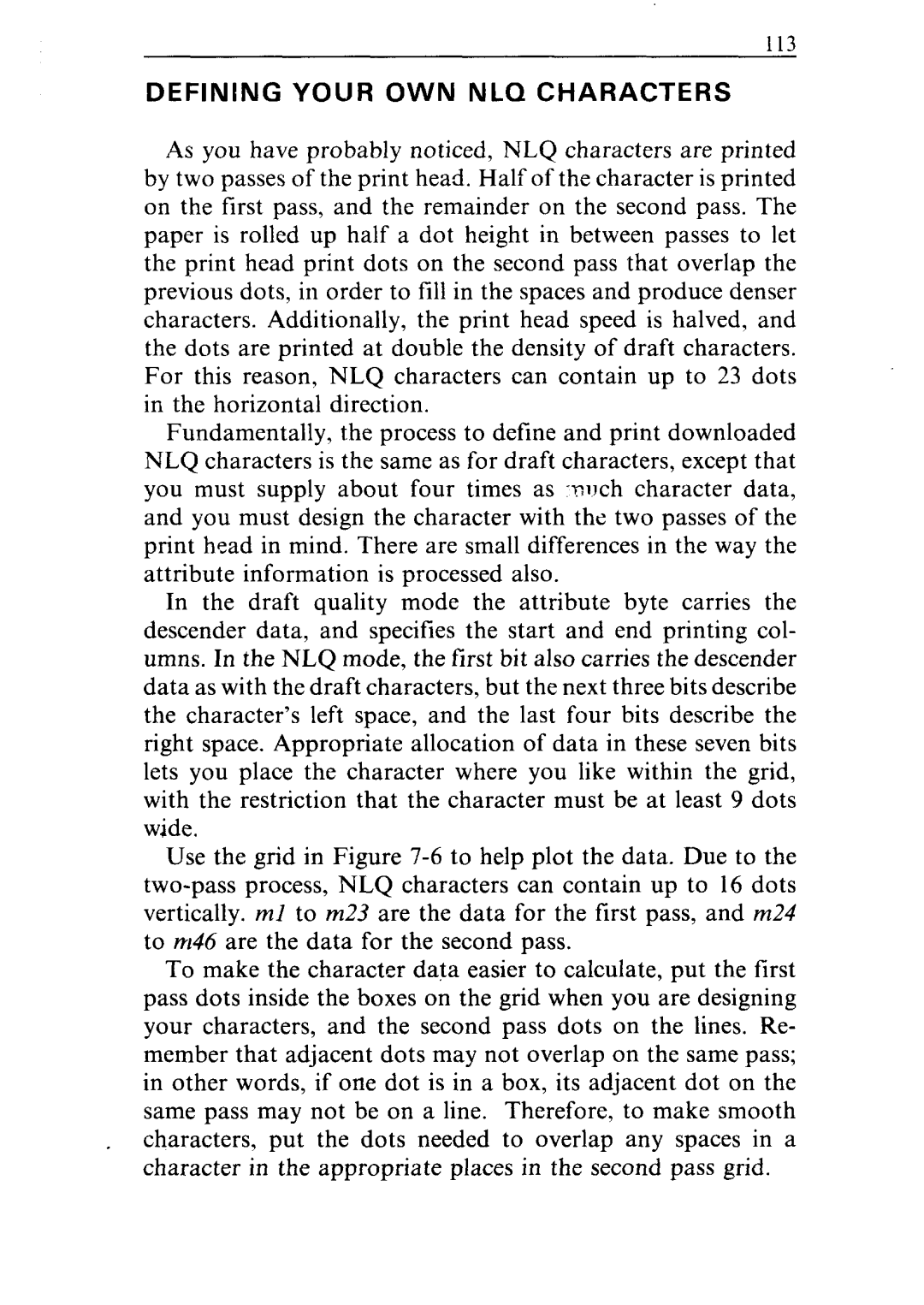 Star Micronics NR-15, NR-10 user manual Defining Your OWN NLQ Characters 