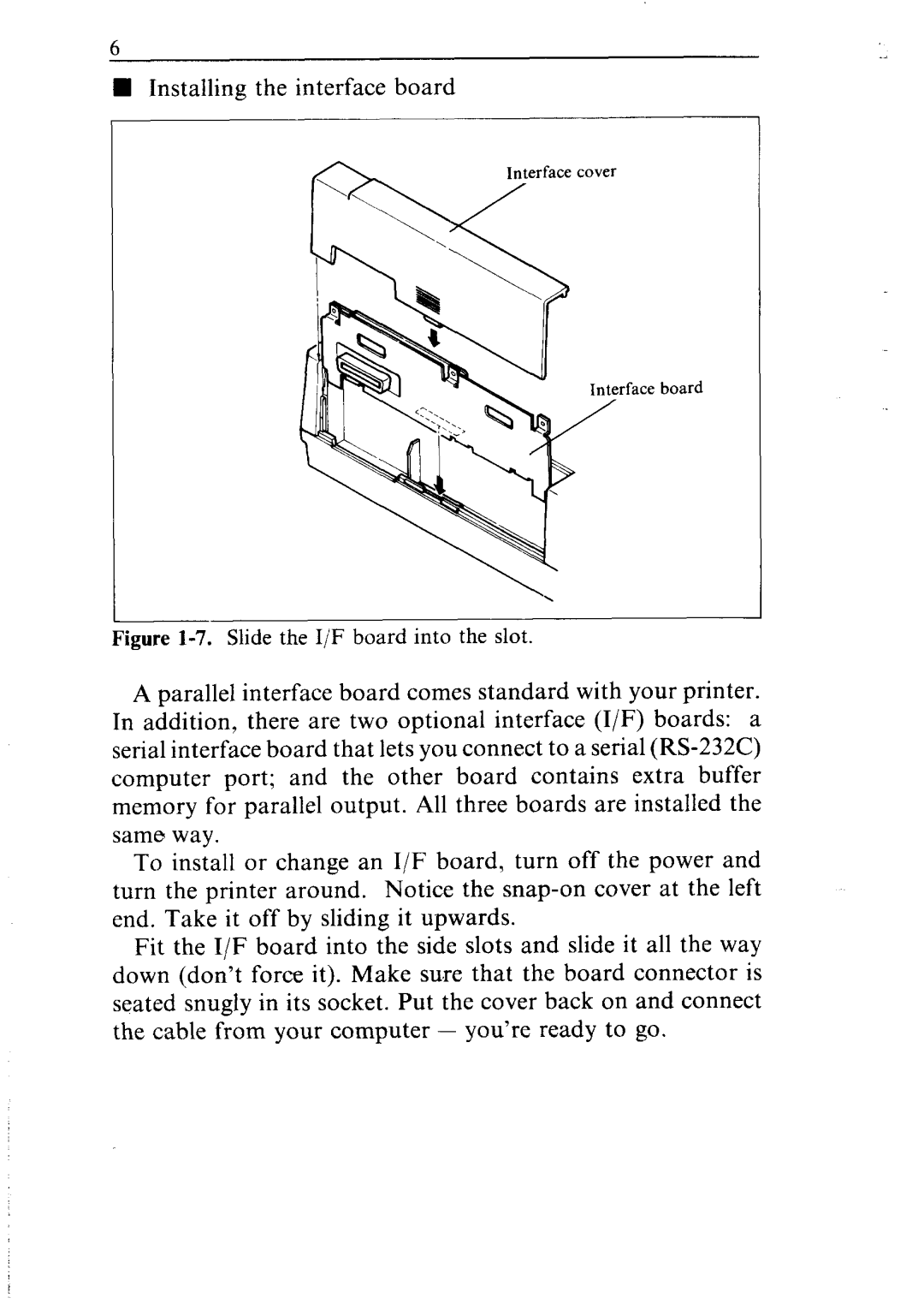 Star Micronics NR-10, NR-15 user manual Slide the IjF board into the slot 