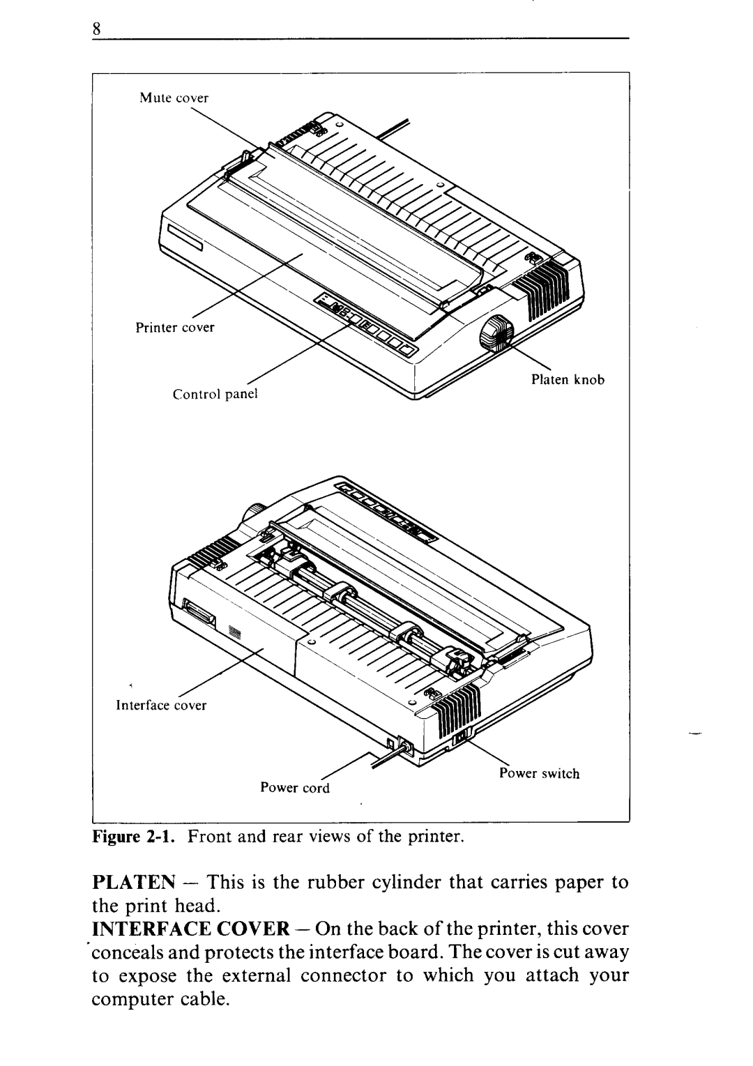 Star Micronics NR-10, NR-15 user manual Front and rear views of the printer 