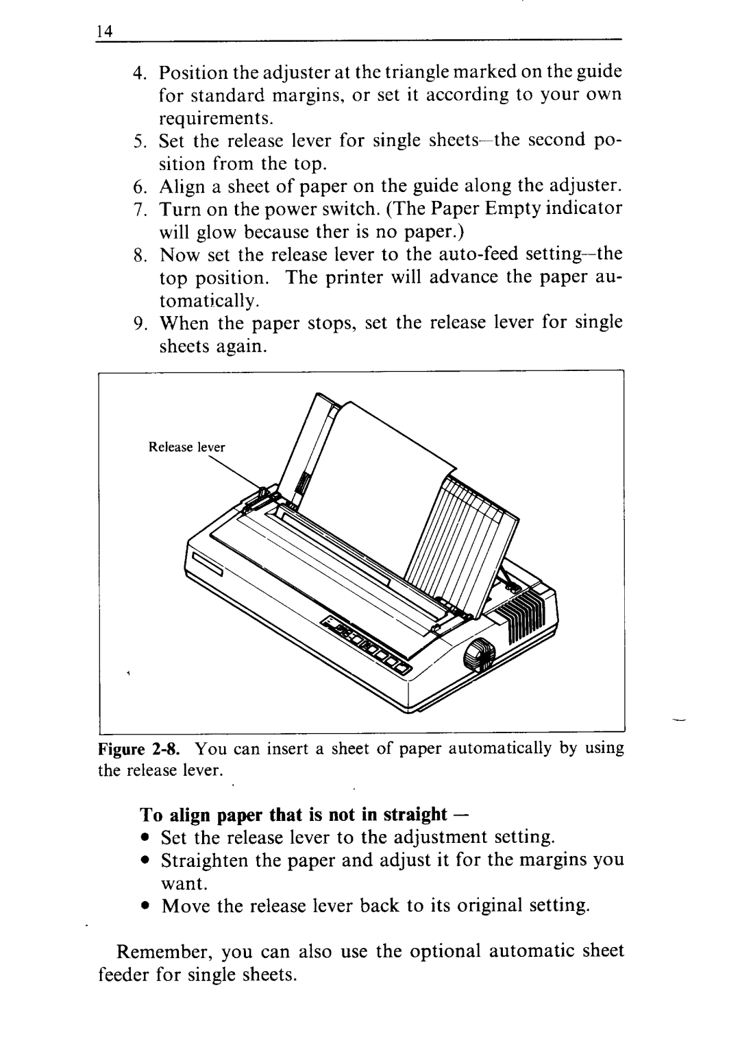 Star Micronics NR-10, NR-15 user manual To align paper that is not in straight 