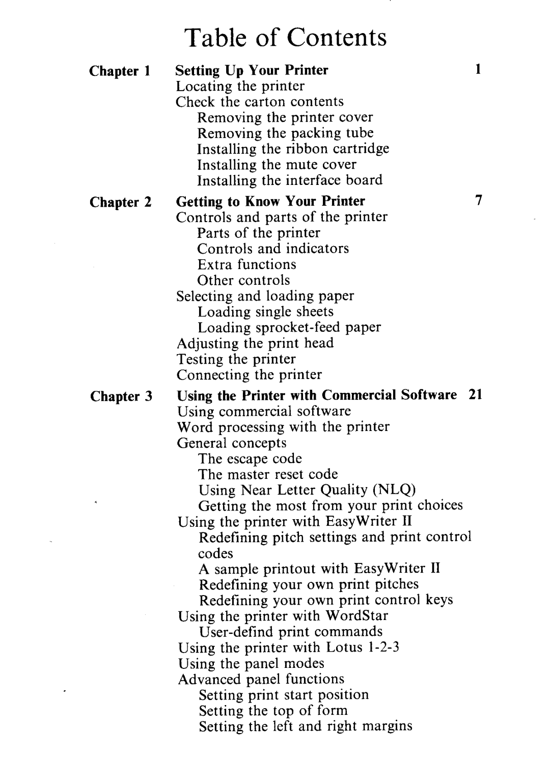 Star Micronics NR-15, NR-10 user manual Table of Contents 