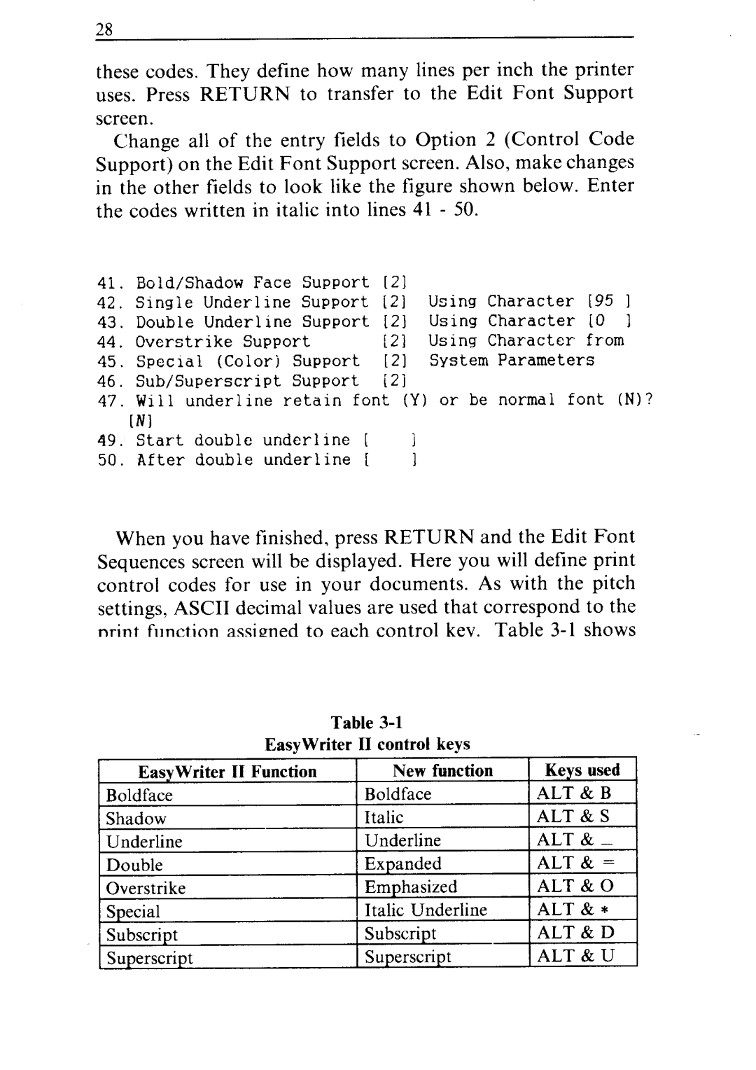 Star Micronics NR-10, NR-15 user manual EasyWriter II control keys 