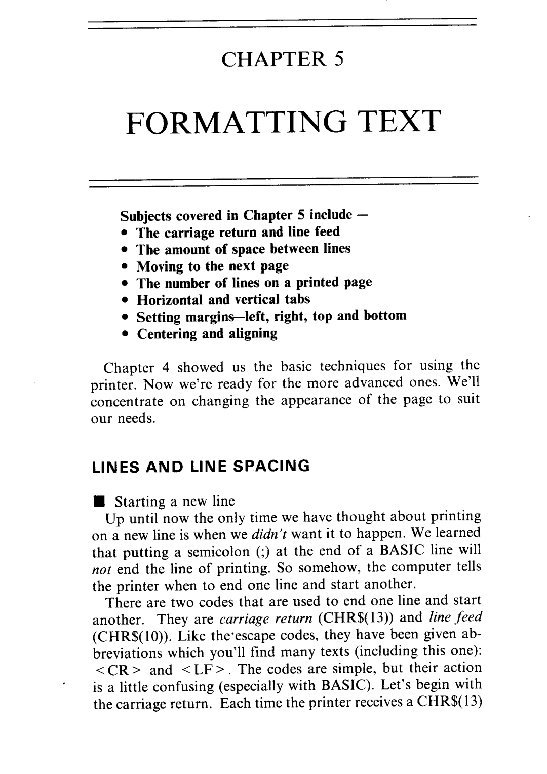 Star Micronics NR-15, NR-10 user manual FORMA.TTING Text, Lines and Line Spacing 