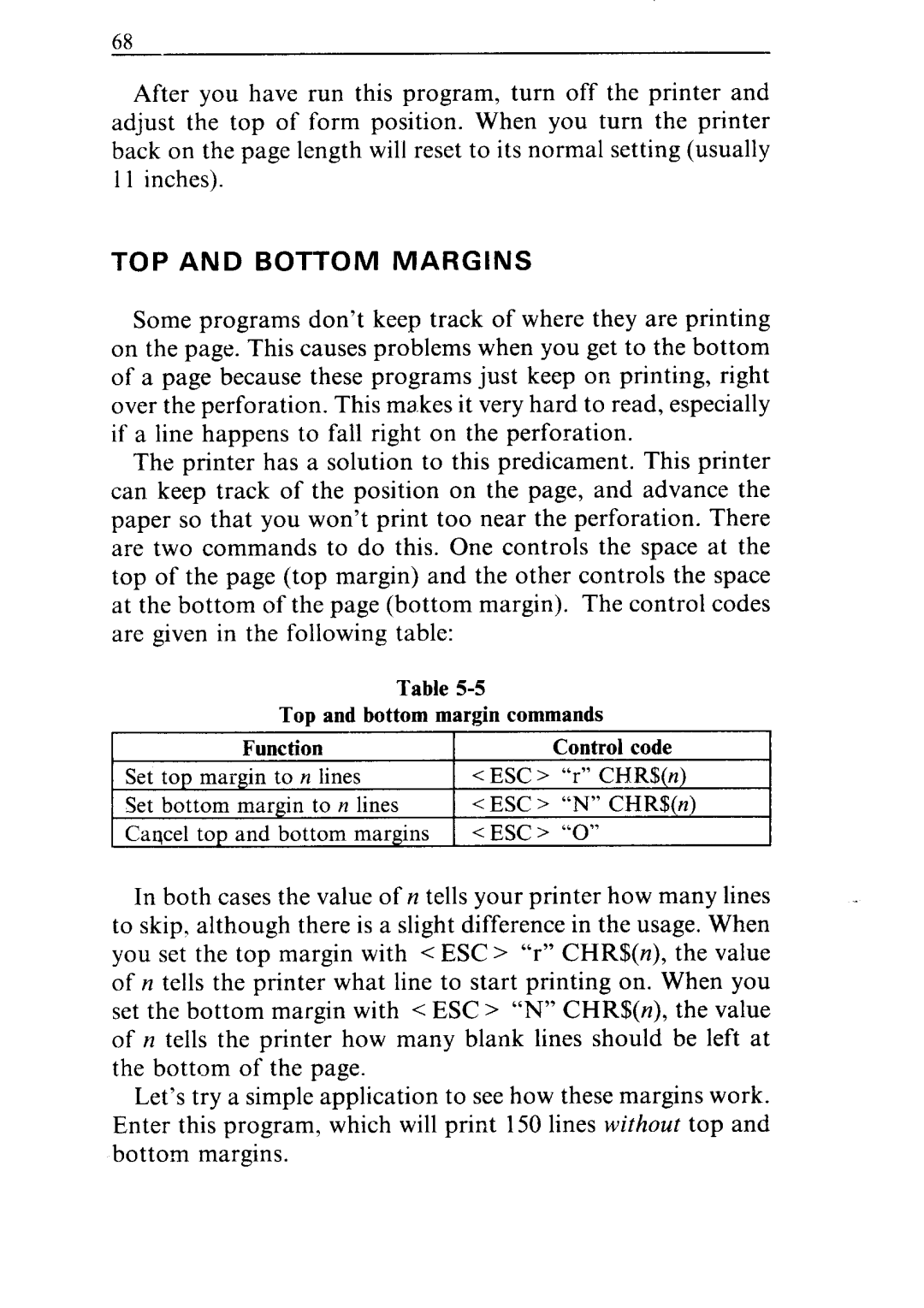 Star Micronics NR-10, NR-15 user manual TOP and Bottom Margins 