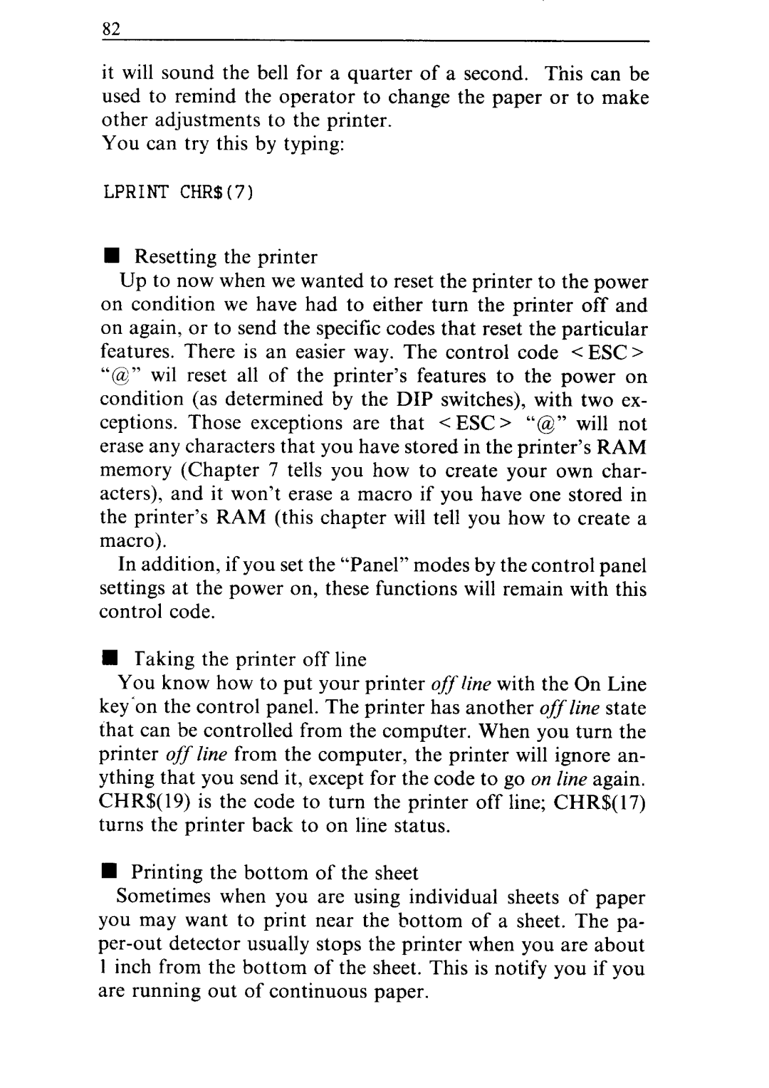 Star Micronics NR-10, NR-15 user manual Lprint CHR$7 