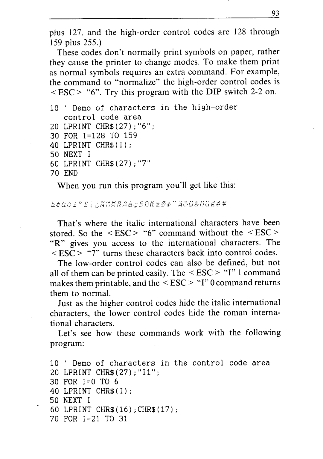 Star Micronics NR-15, NR-10 user manual Lprint CHR$I Next, Lprint CHR$16CHR$17 For I=21 to 