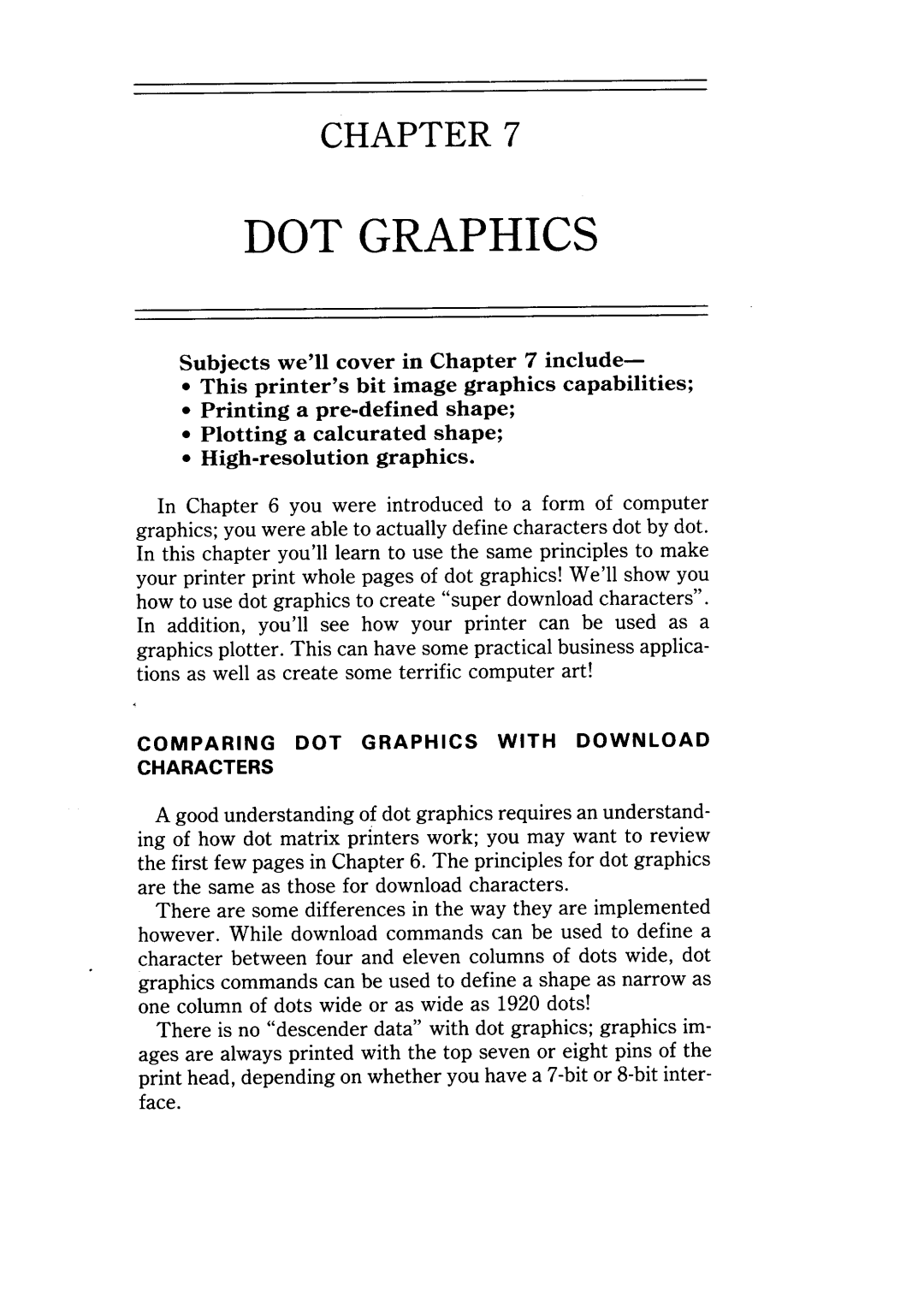 Star Micronics NX-10 user manual DOT Graphics 