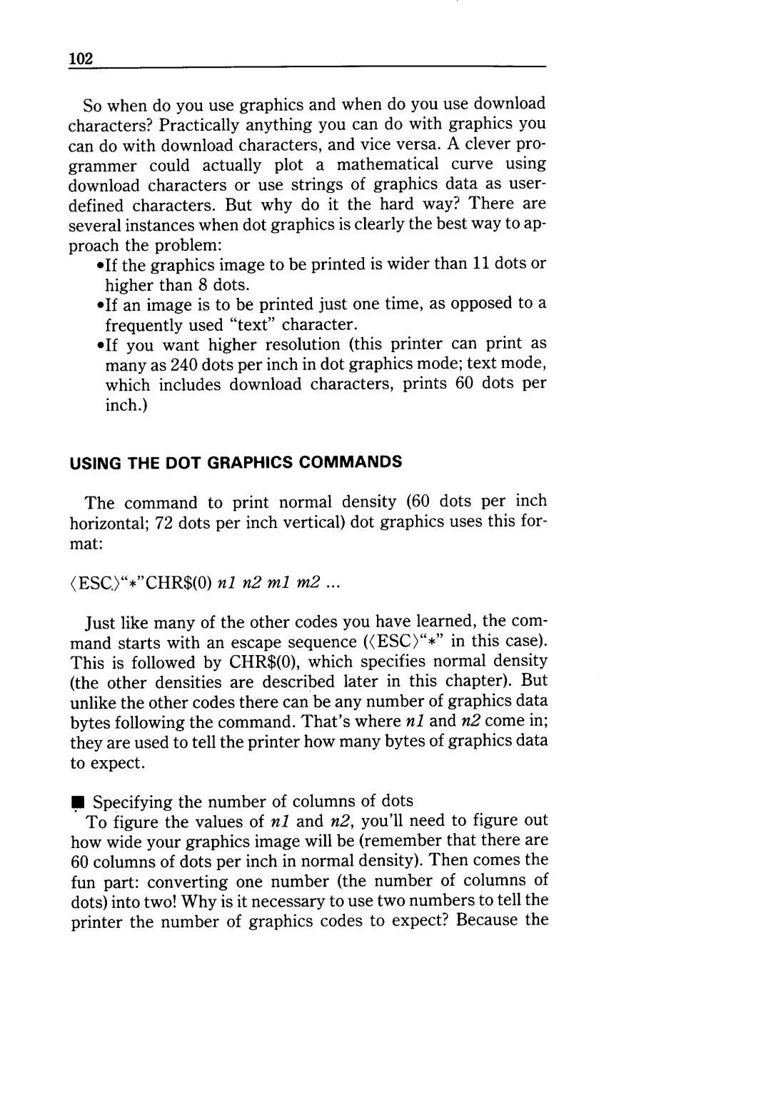 Star Micronics NX-10 user manual Using the DOT Graphics Commands 