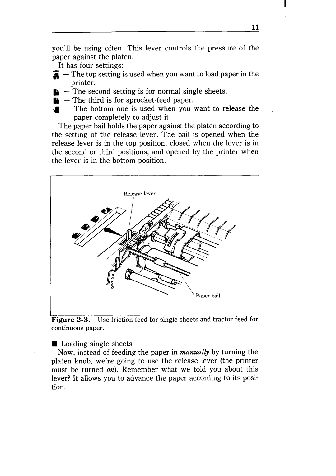 Star Micronics NX-10 user manual Release lever 