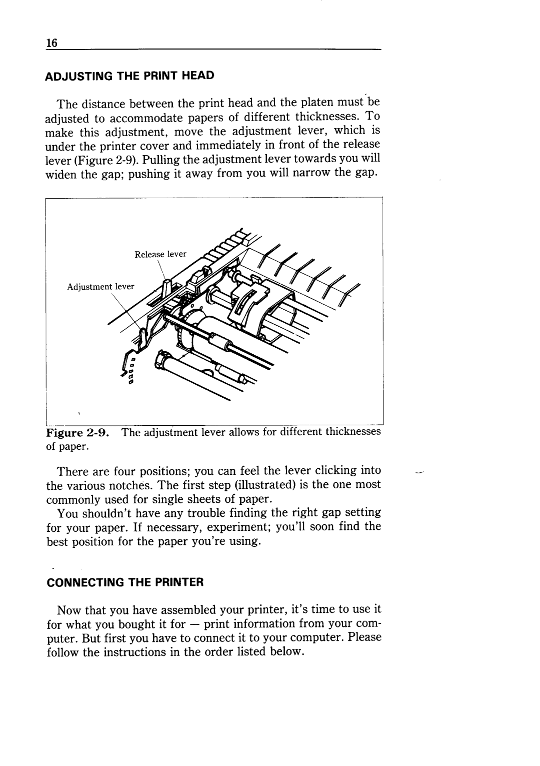 Star Micronics NX-10 user manual Adjusting the Print Head 