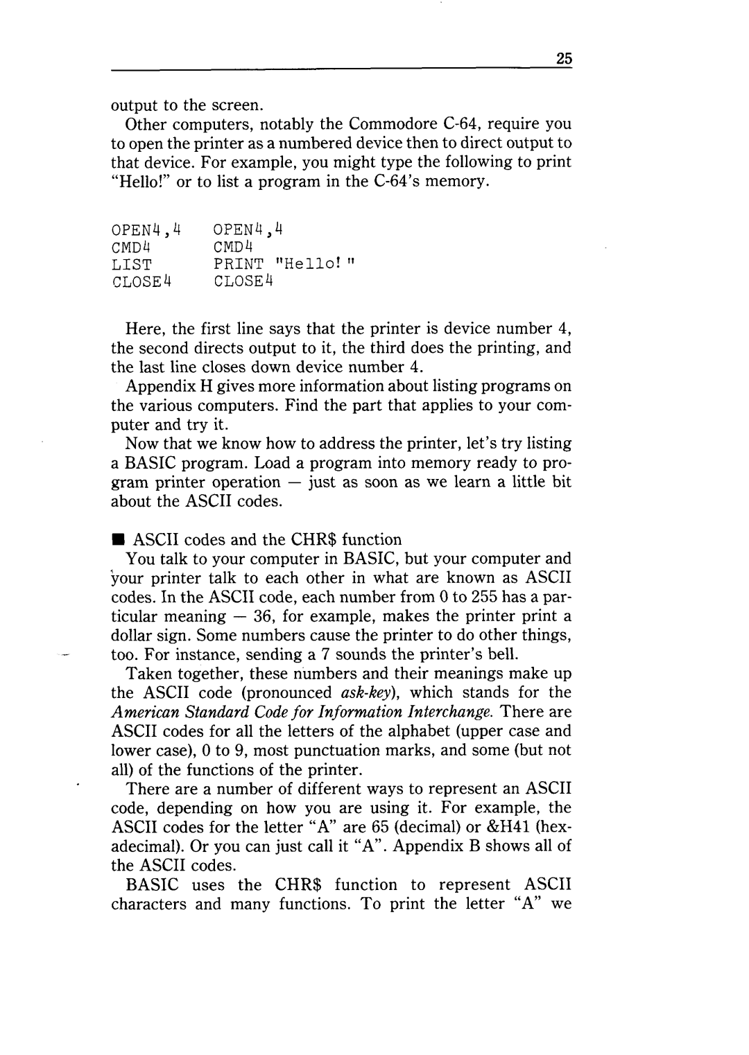 Star Micronics NX-10 user manual OPEN4,4 CMD4 List 