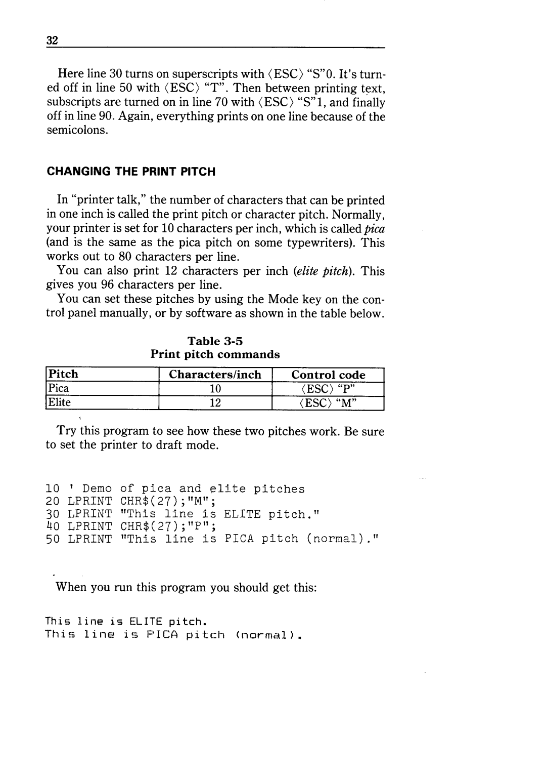 Star Micronics NX-10 user manual Pica 