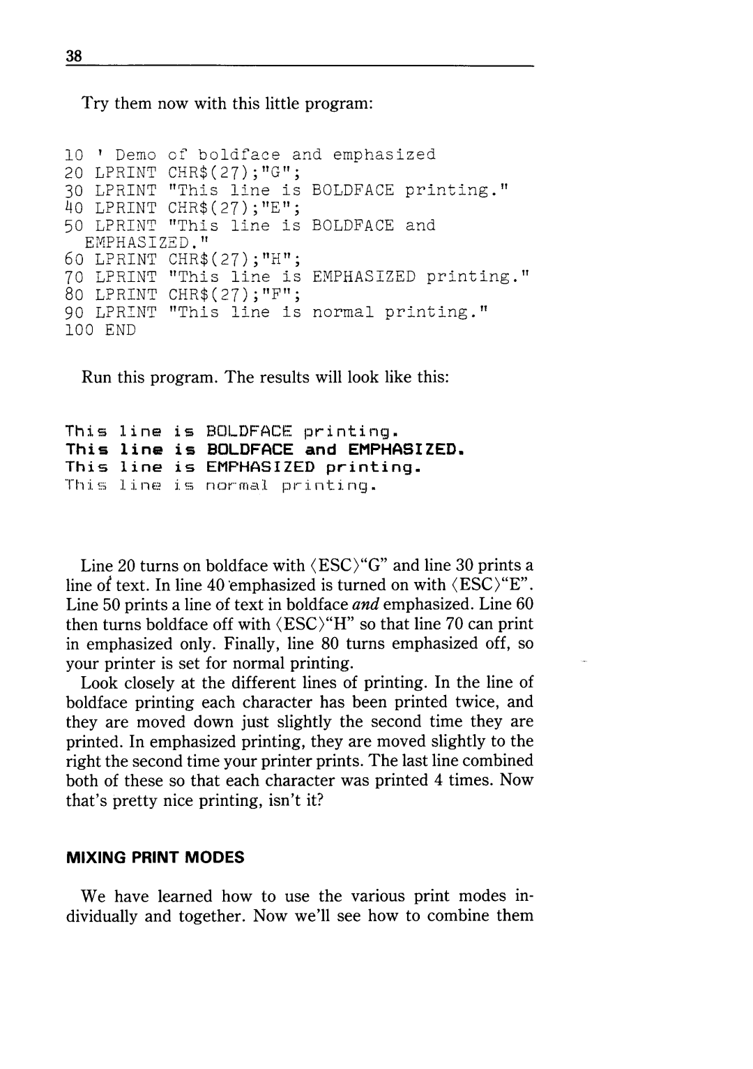 Star Micronics NX-10 user manual Run this program. The results will look like this 