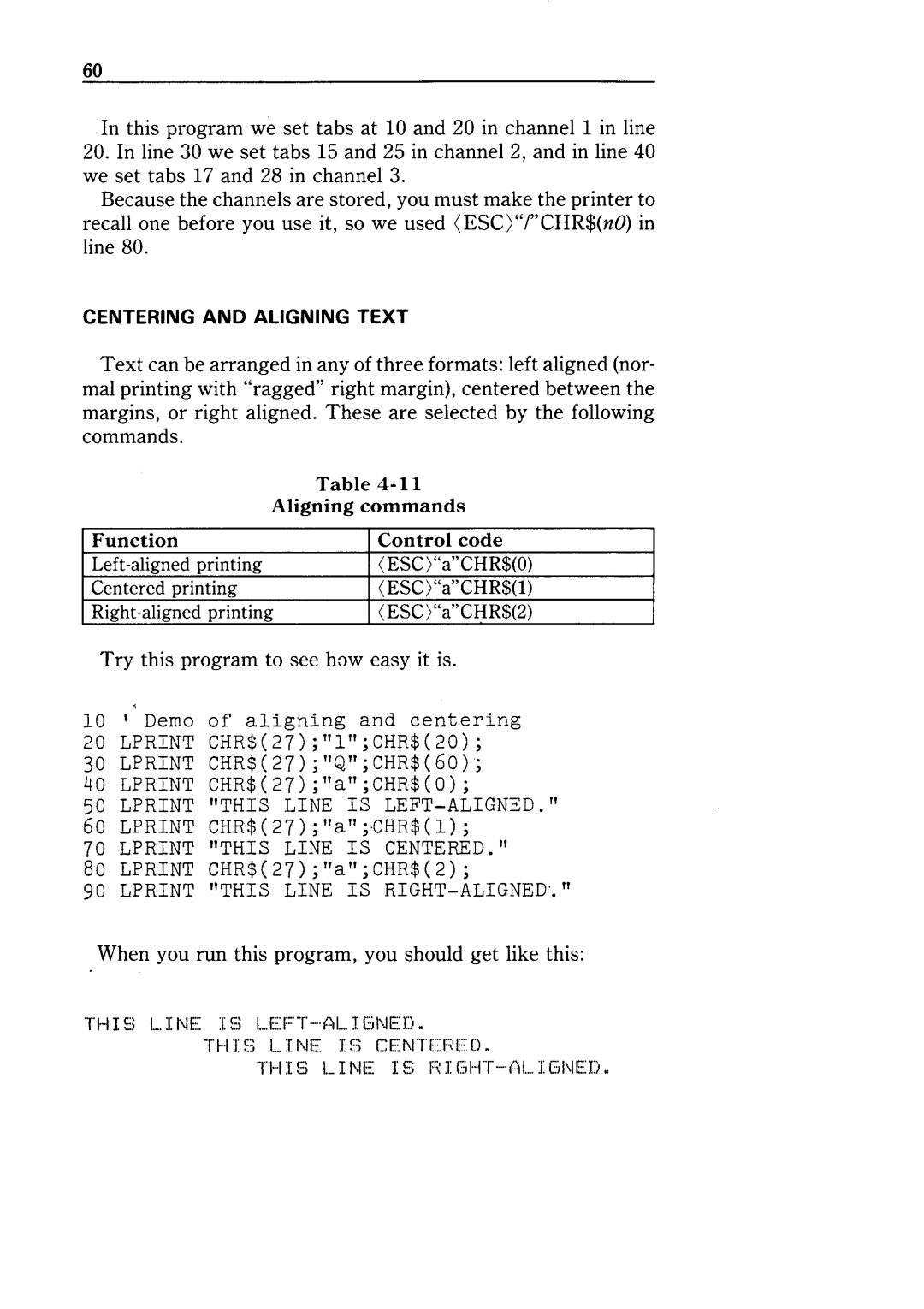 Star Micronics NX-10 user manual Lprint this Line is LEFT-ALIGNED 