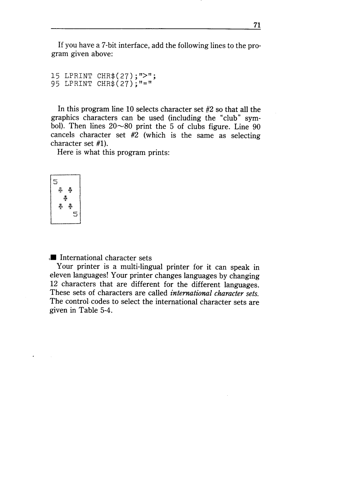 Star Micronics NX-10 user manual Lprint CHR$27 Lprint CHR$27= 