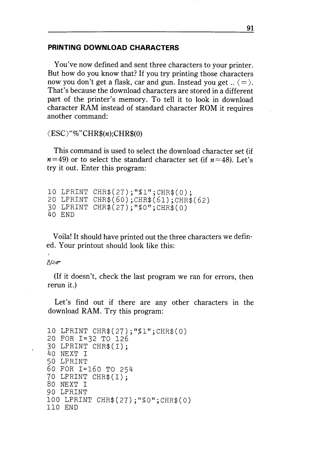 Star Micronics NX-10 user manual Lprint CHR$27%1CHR$O For I=32 to XN U-WI 