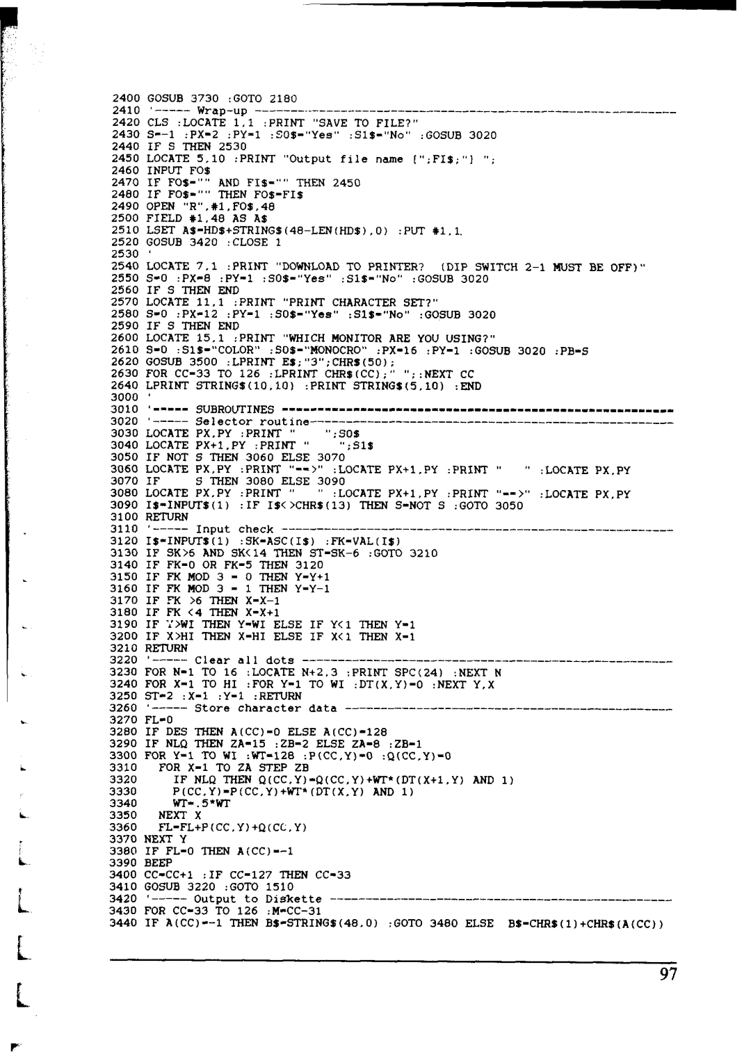 Star Micronics NX-1000 manual If S then END Locate 11.1 Print Print Character SET? 