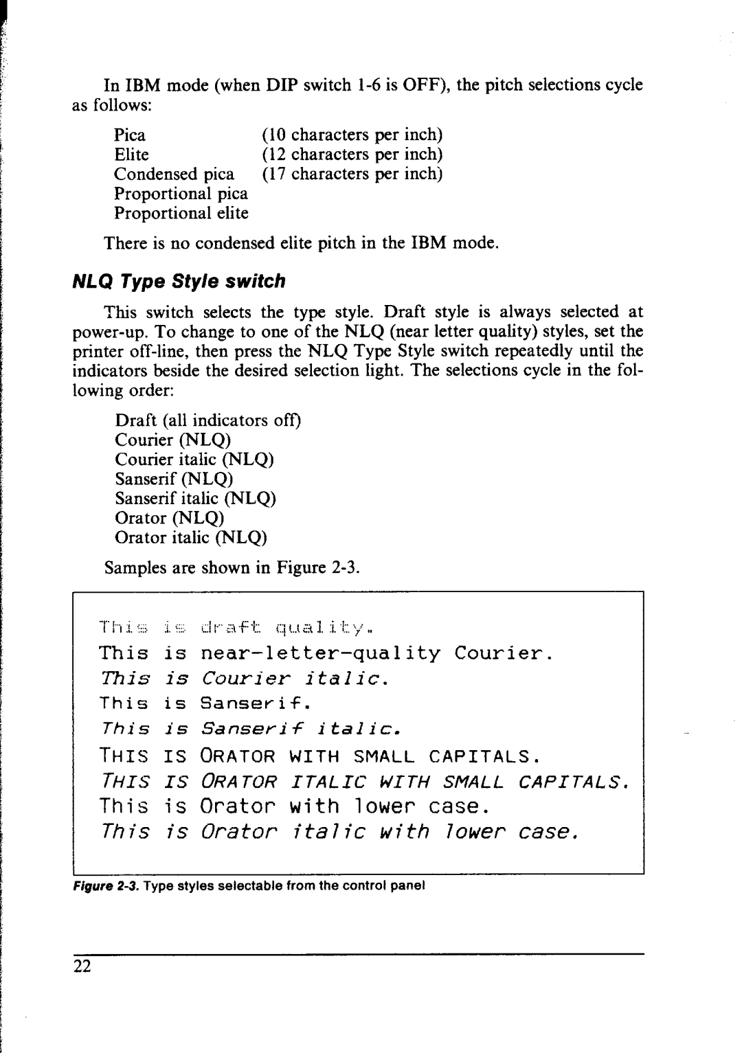 Star Micronics NX-1000 manual Courier Italic NLQ Sanserif 