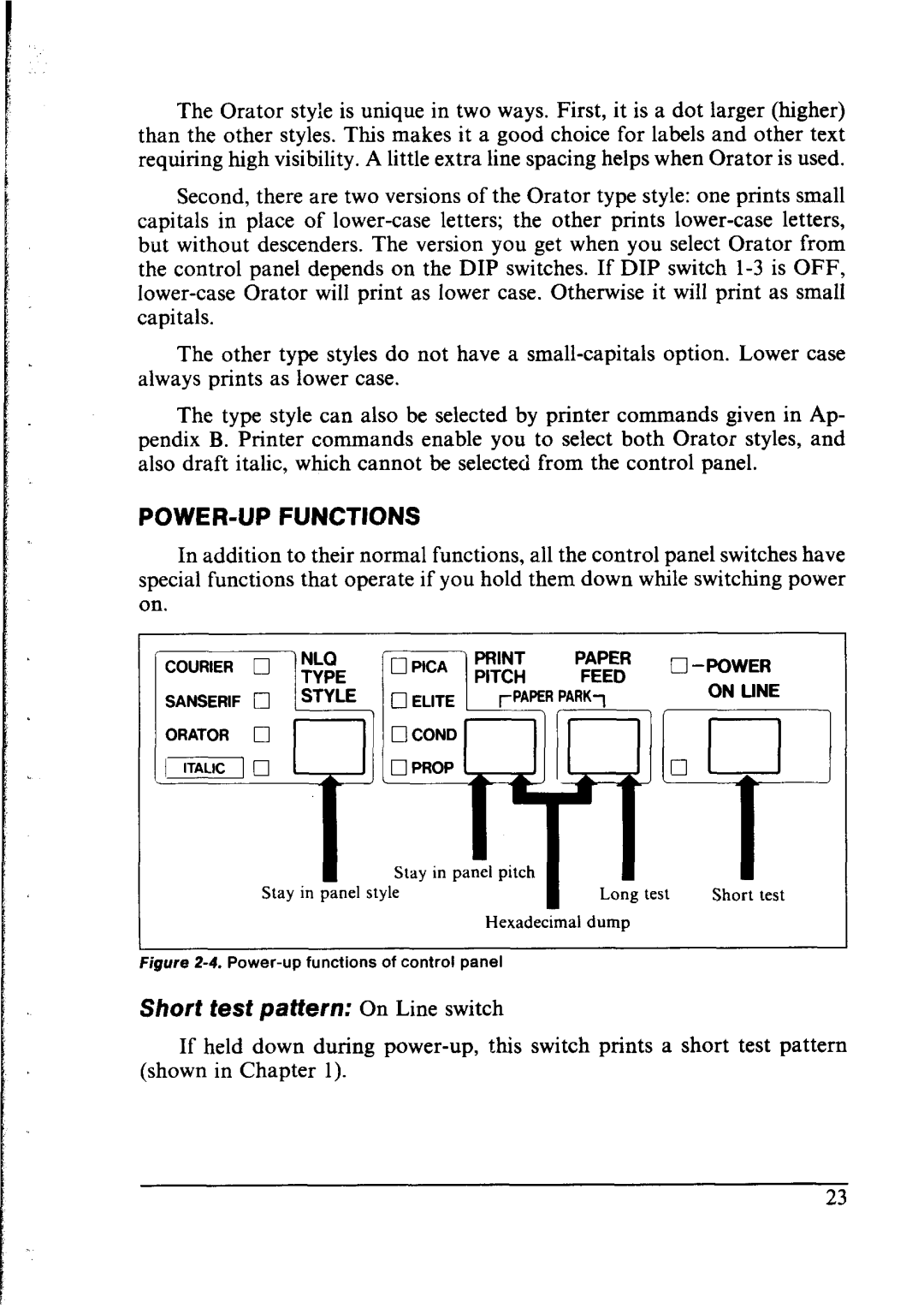 Star Micronics NX-1000 manual POWER-UP Functions, On Line 