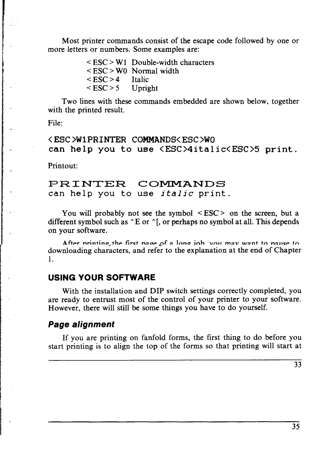 Star Micronics NX-1000 manual Printercoiyimands 