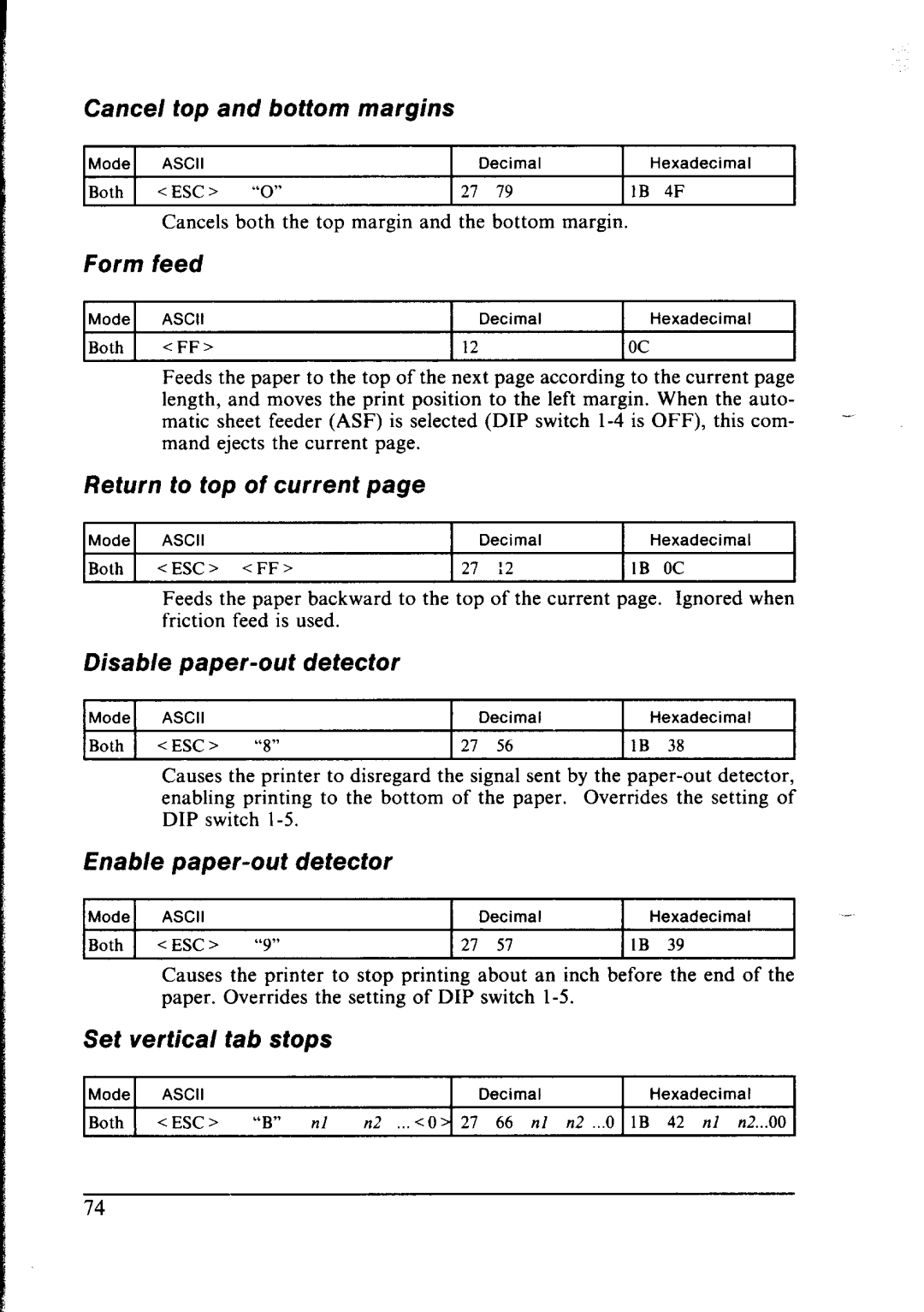 Star Micronics NX-1000 manual Cancel top and bottom margins 