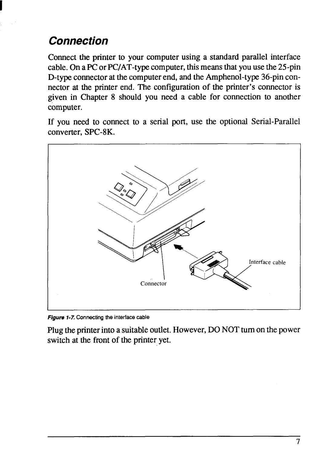 Star Micronics NX-1001 manual Connection 